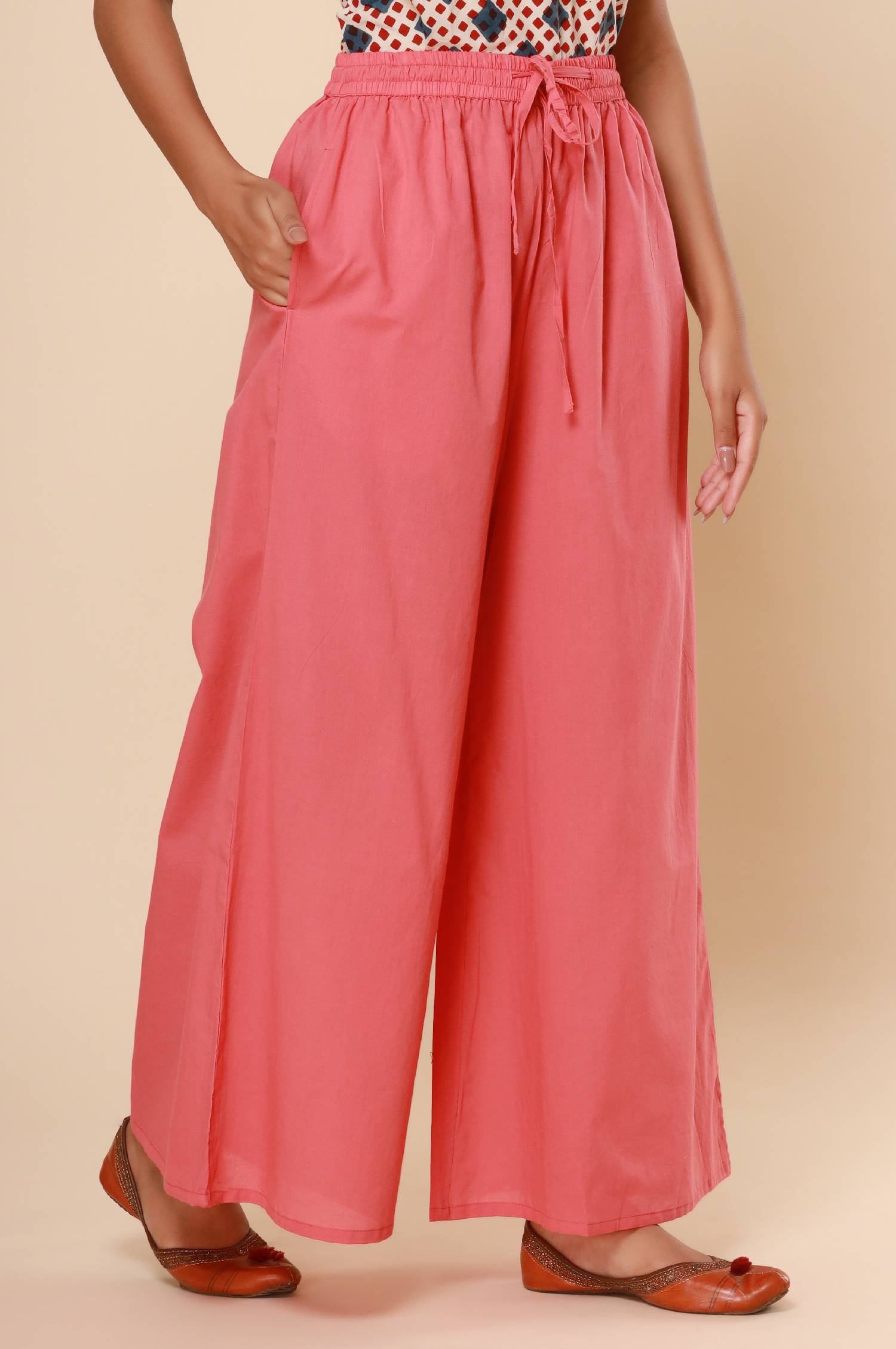 Pink Cotton Cambric Palazzo