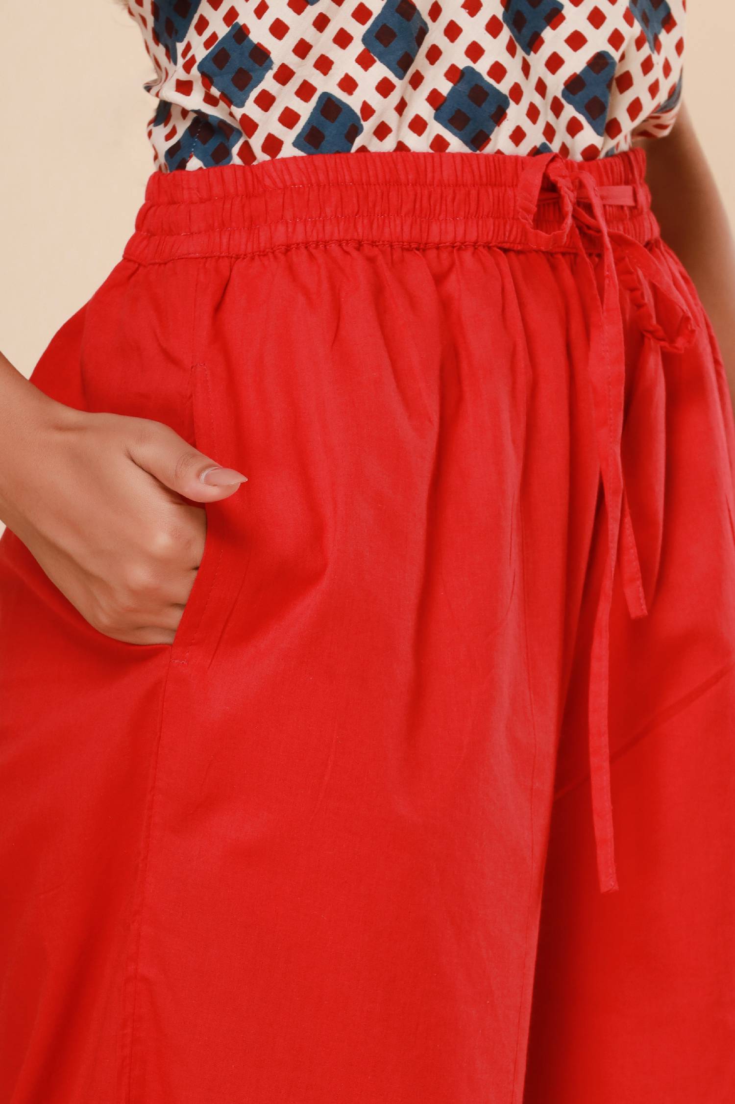 Red Cotton Cambric Palazzo