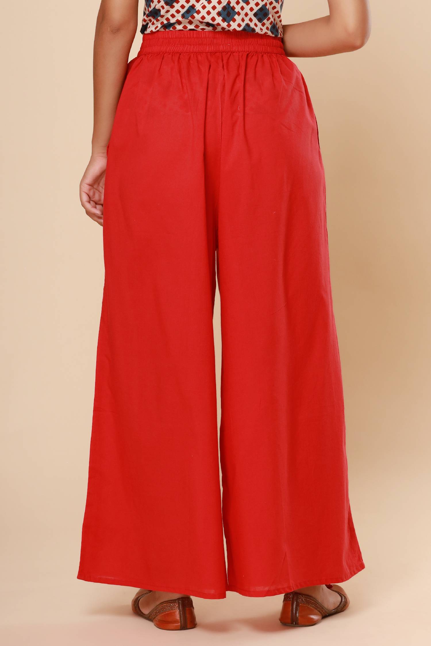 Red Cotton Cambric Palazzo