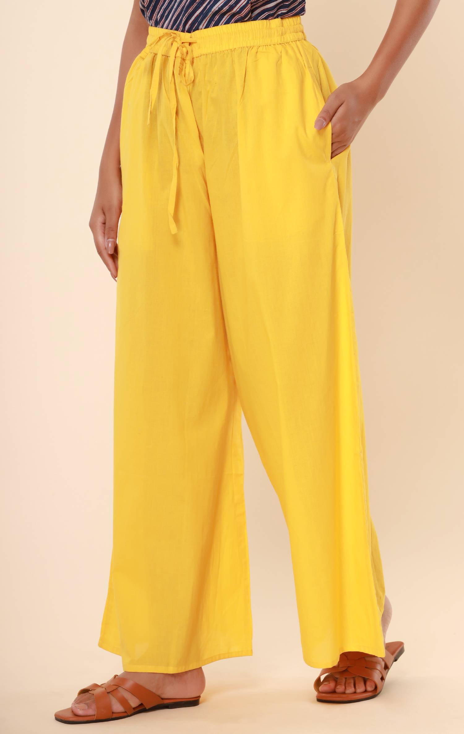 Yellow Cotton Cambric Palazzo