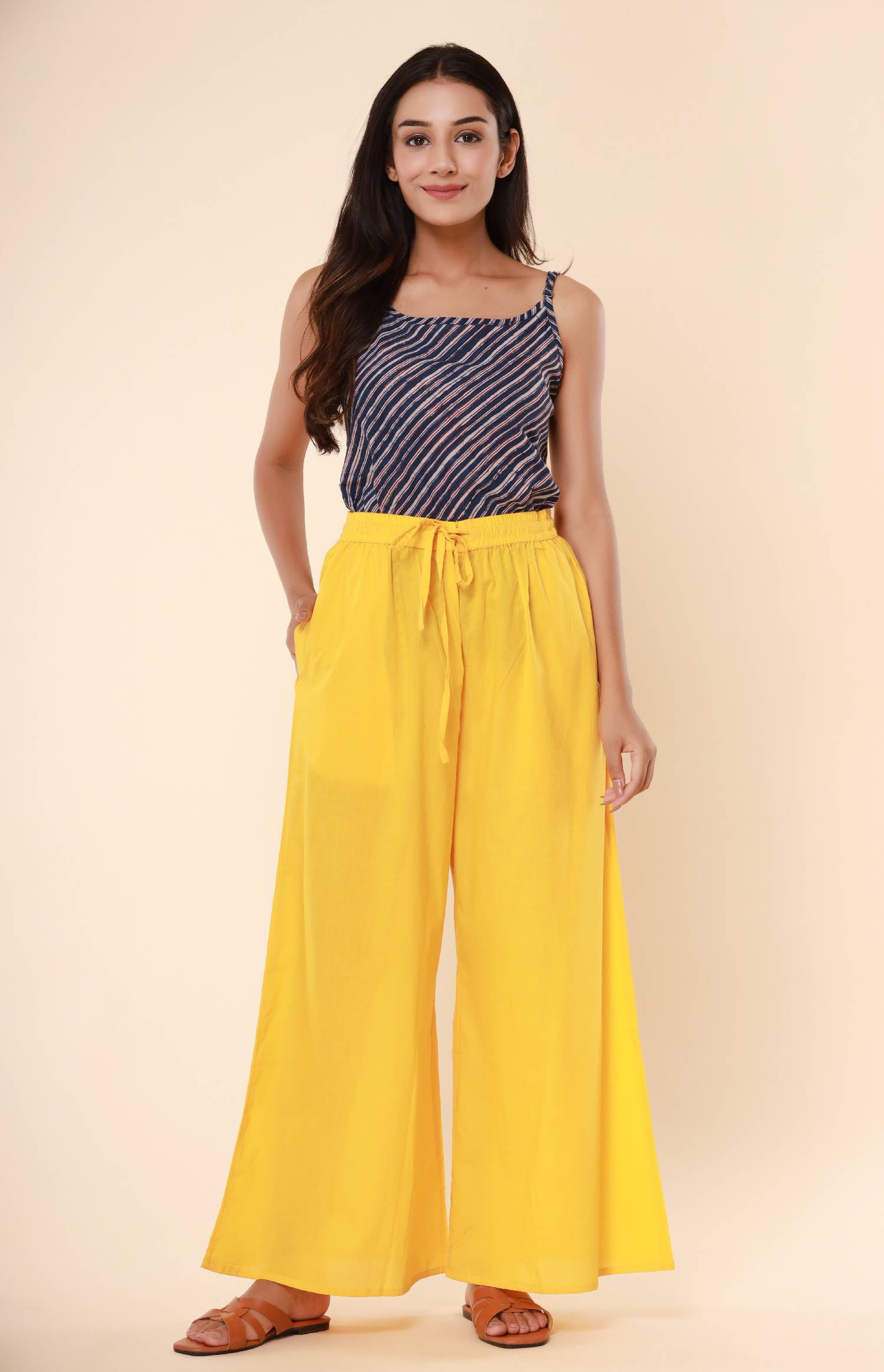 Yellow Cotton Cambric Palazzo