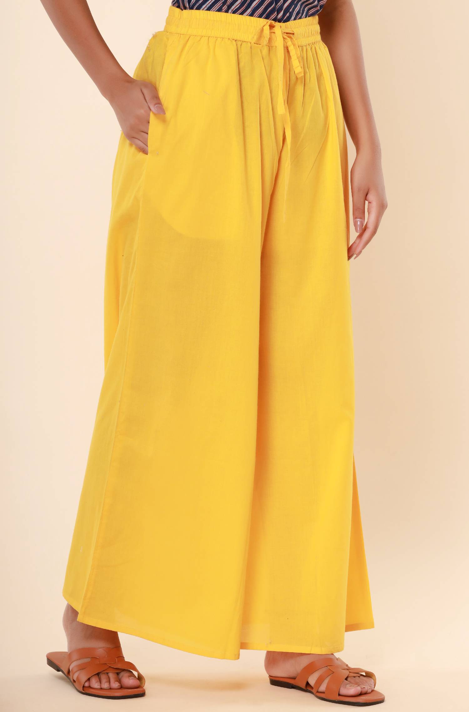 Yellow Cotton Cambric Palazzo