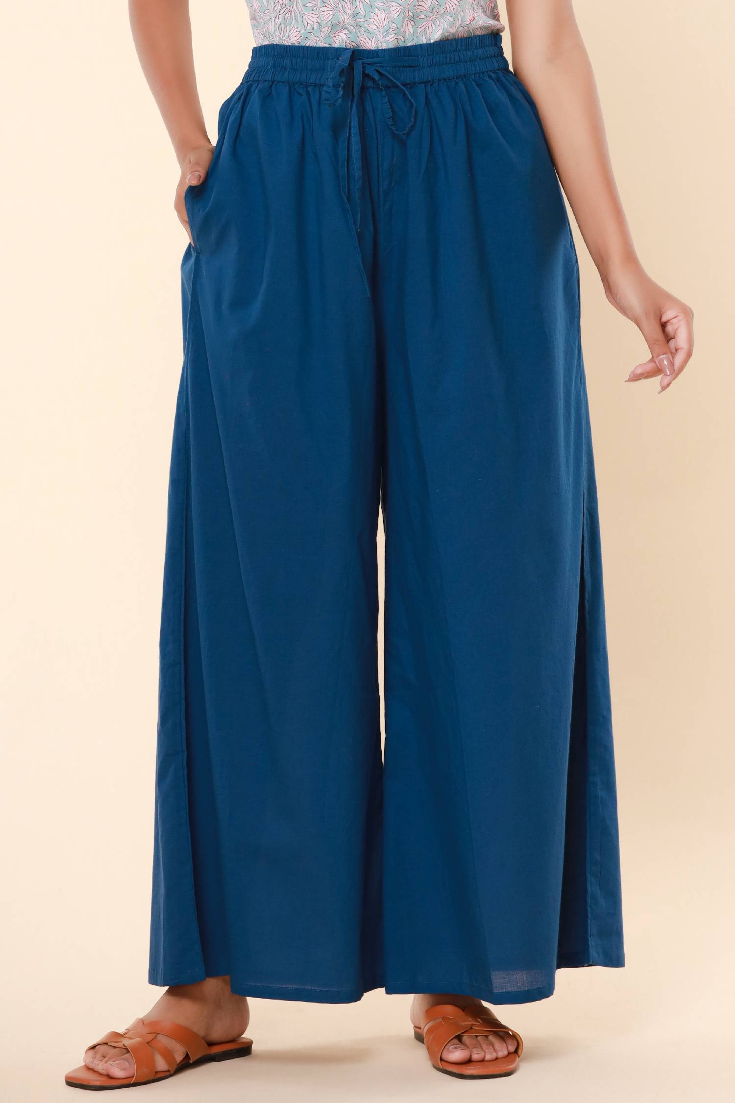 Blue Cotton Cambric Palazzo