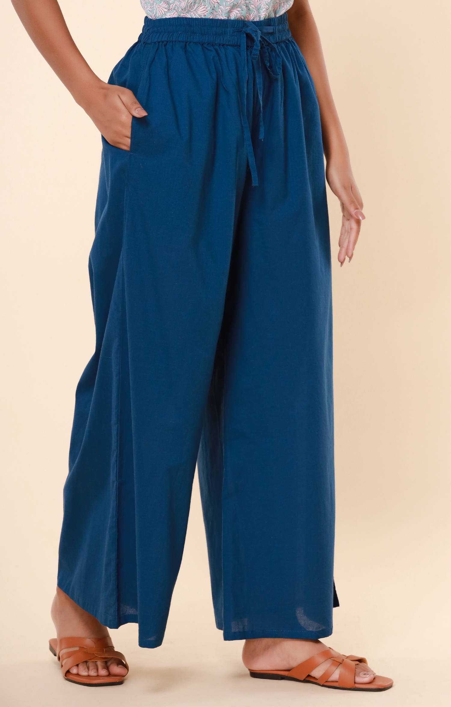 Blue Cotton Cambric Palazzo