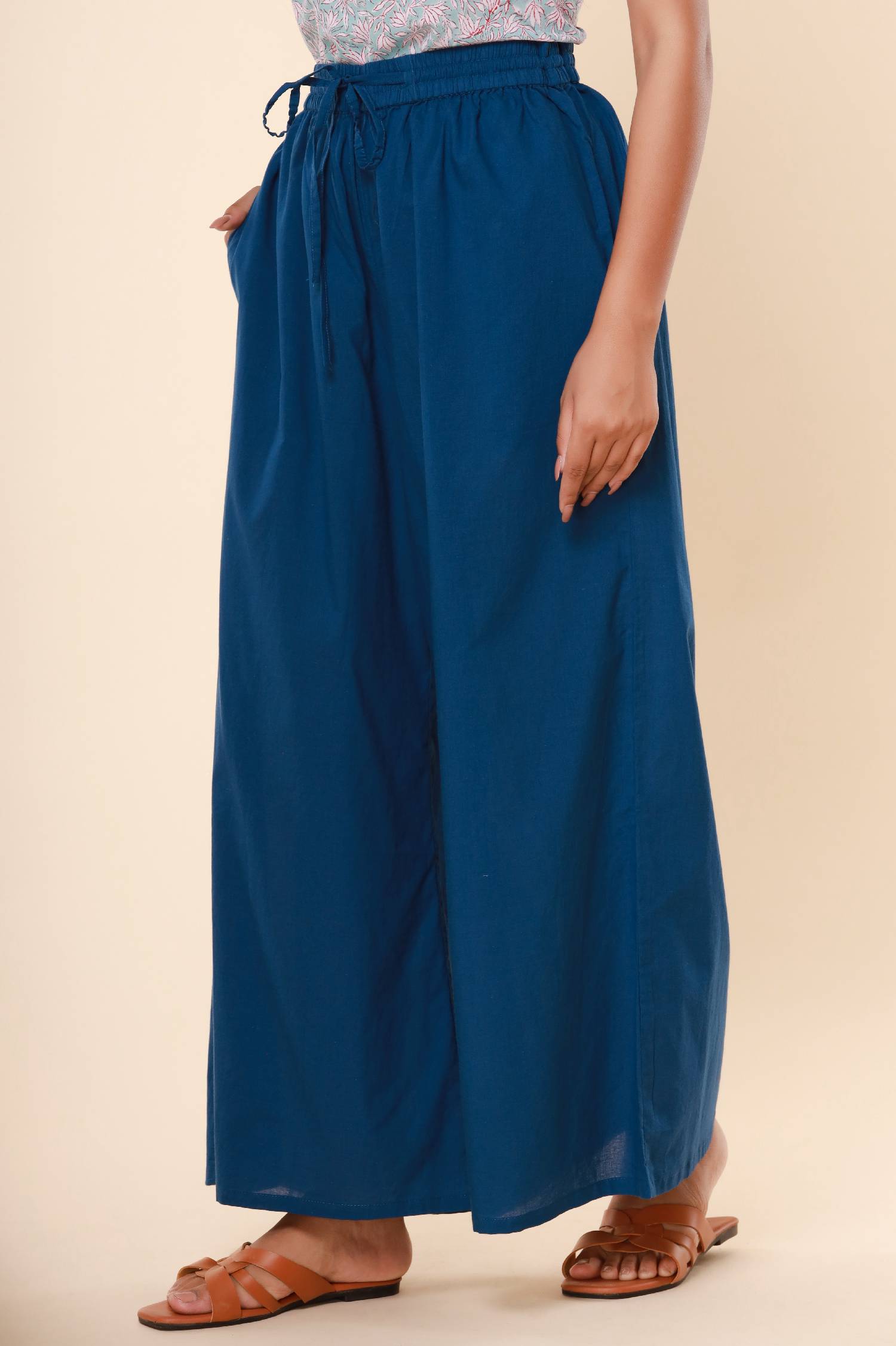 Blue Cotton Cambric Palazzo