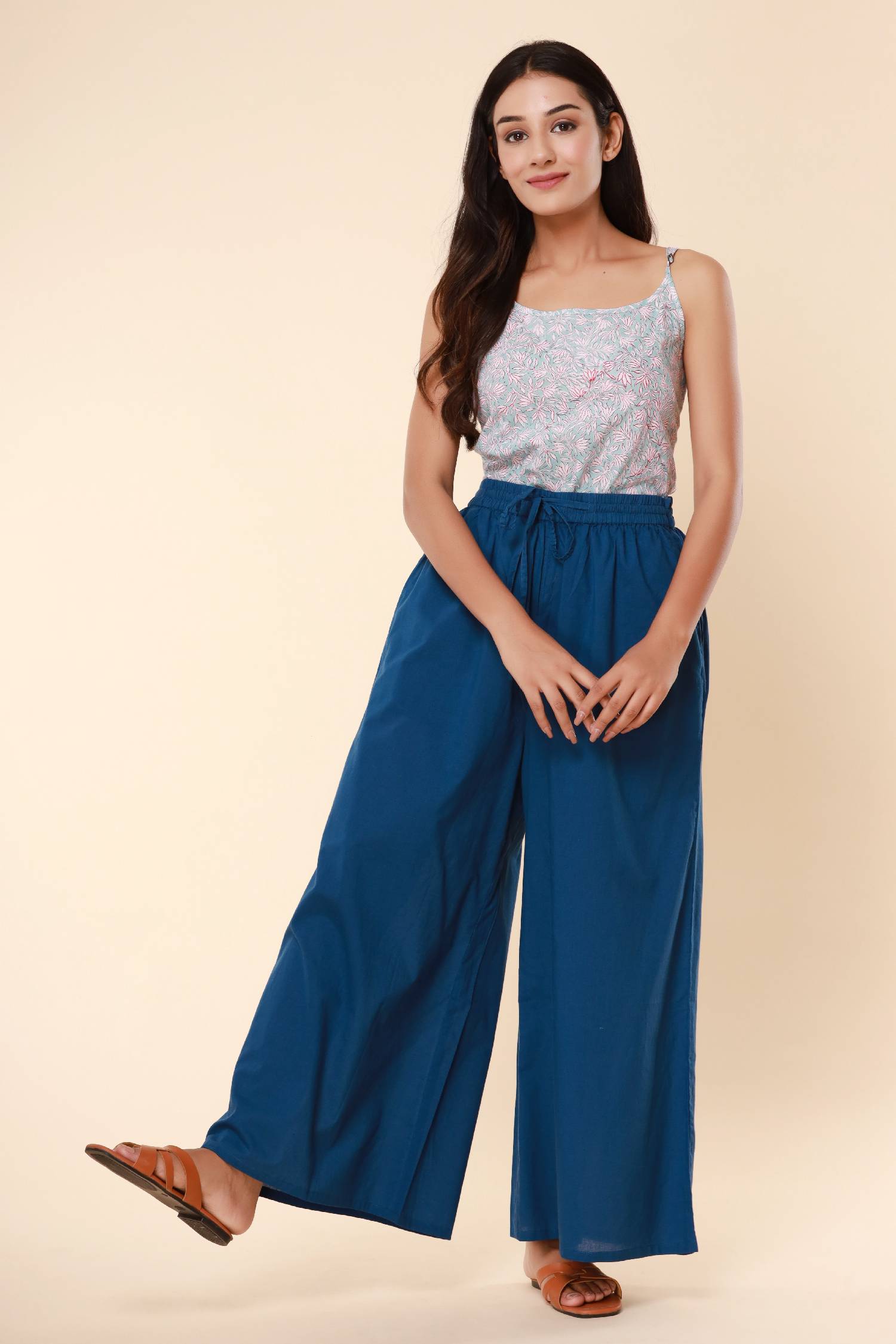 Blue Cotton Cambric Palazzo