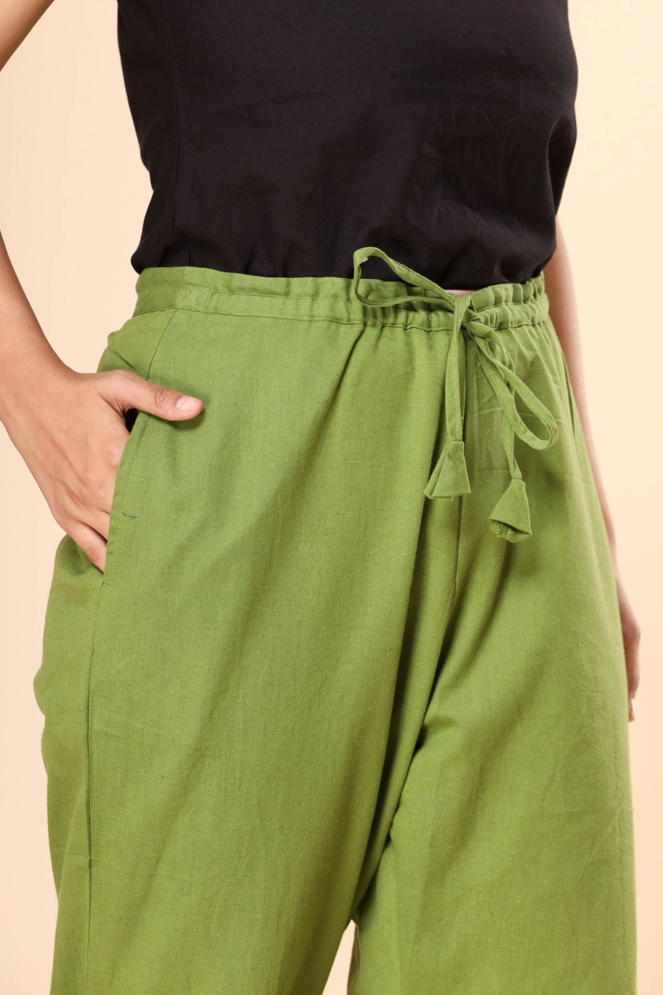 Greenery Cotton Flex Straight Zipper Pants