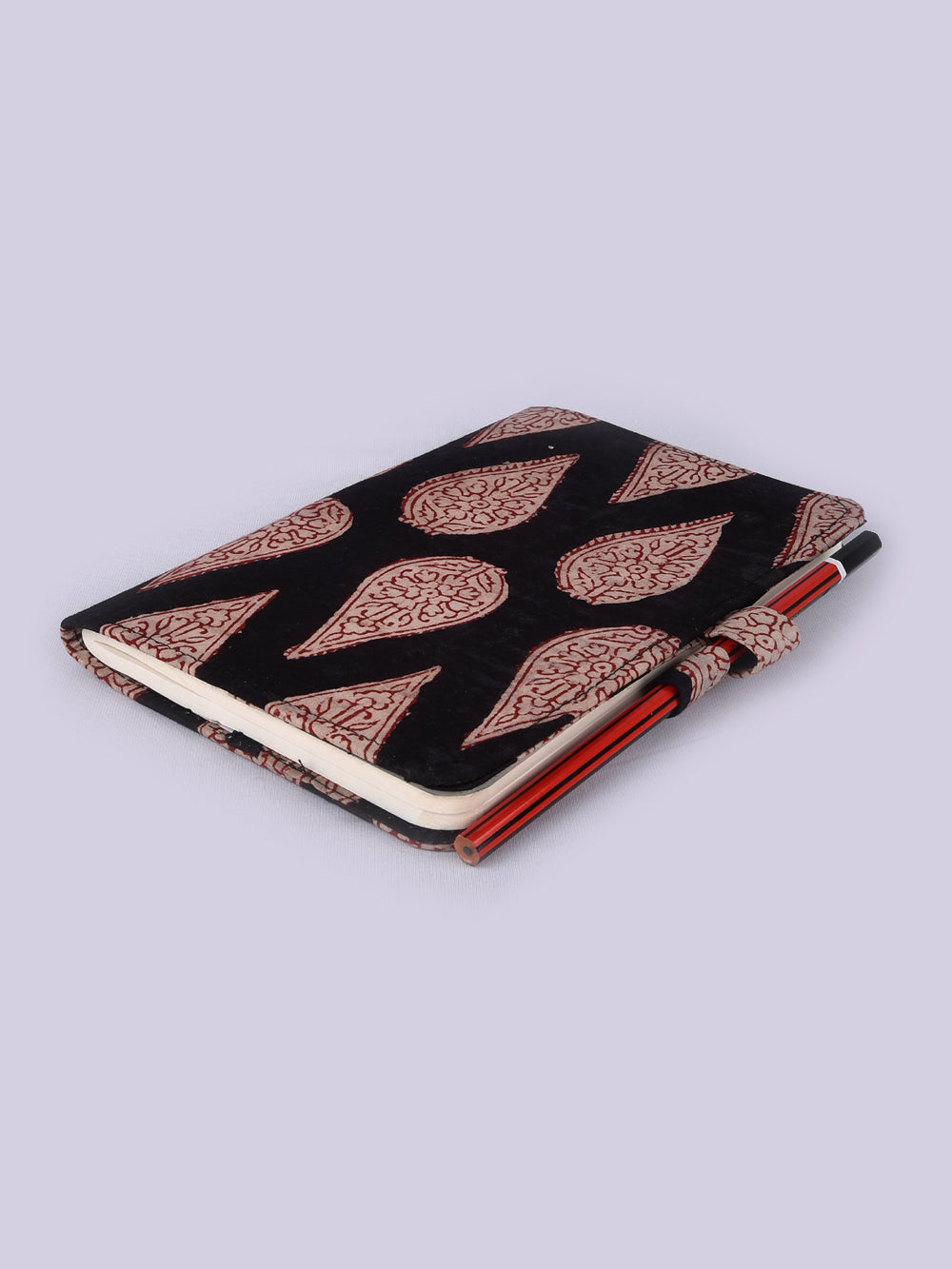 Black Kairi Hand Block Printed Jot it Down Pencil Diary