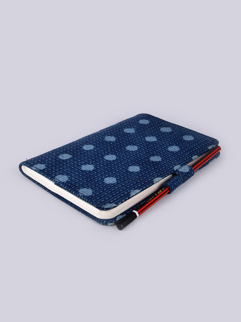 Indigo Polka Dots Hand Block Printed Jot it Down Pencil Diary