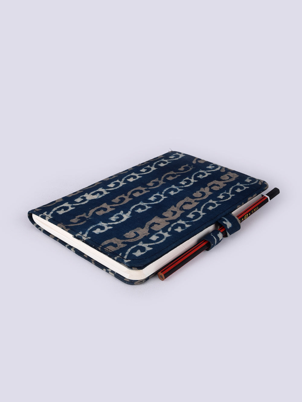 Indigo Wavy Bel Hand Block Printed Jot it Down Pencil Diary