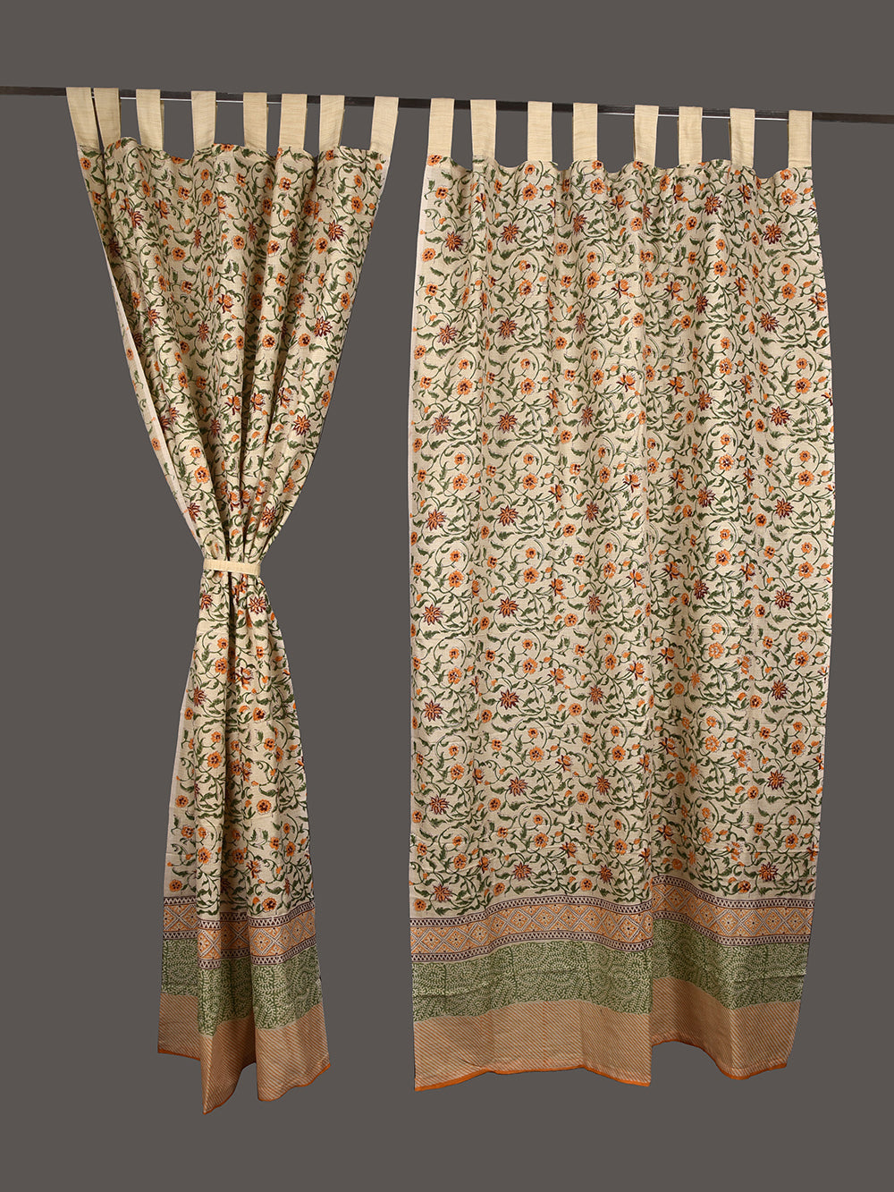 Hand Block Printed Jaal Bagh Pashmina Curtain Set