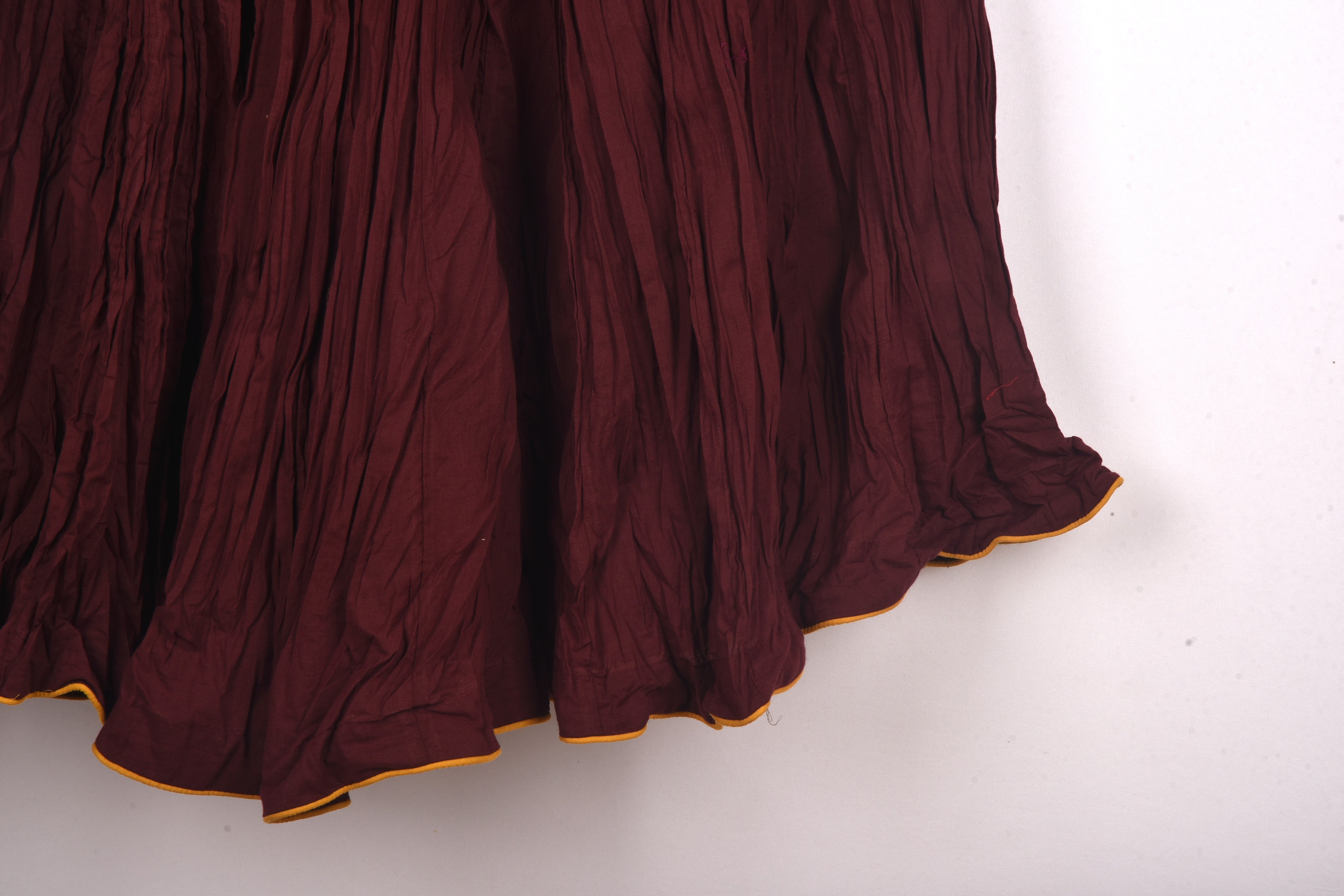 Plain Dyed Natural Brown Crinkled Cotton Cambric 48 Kali Kalidaar Skirt