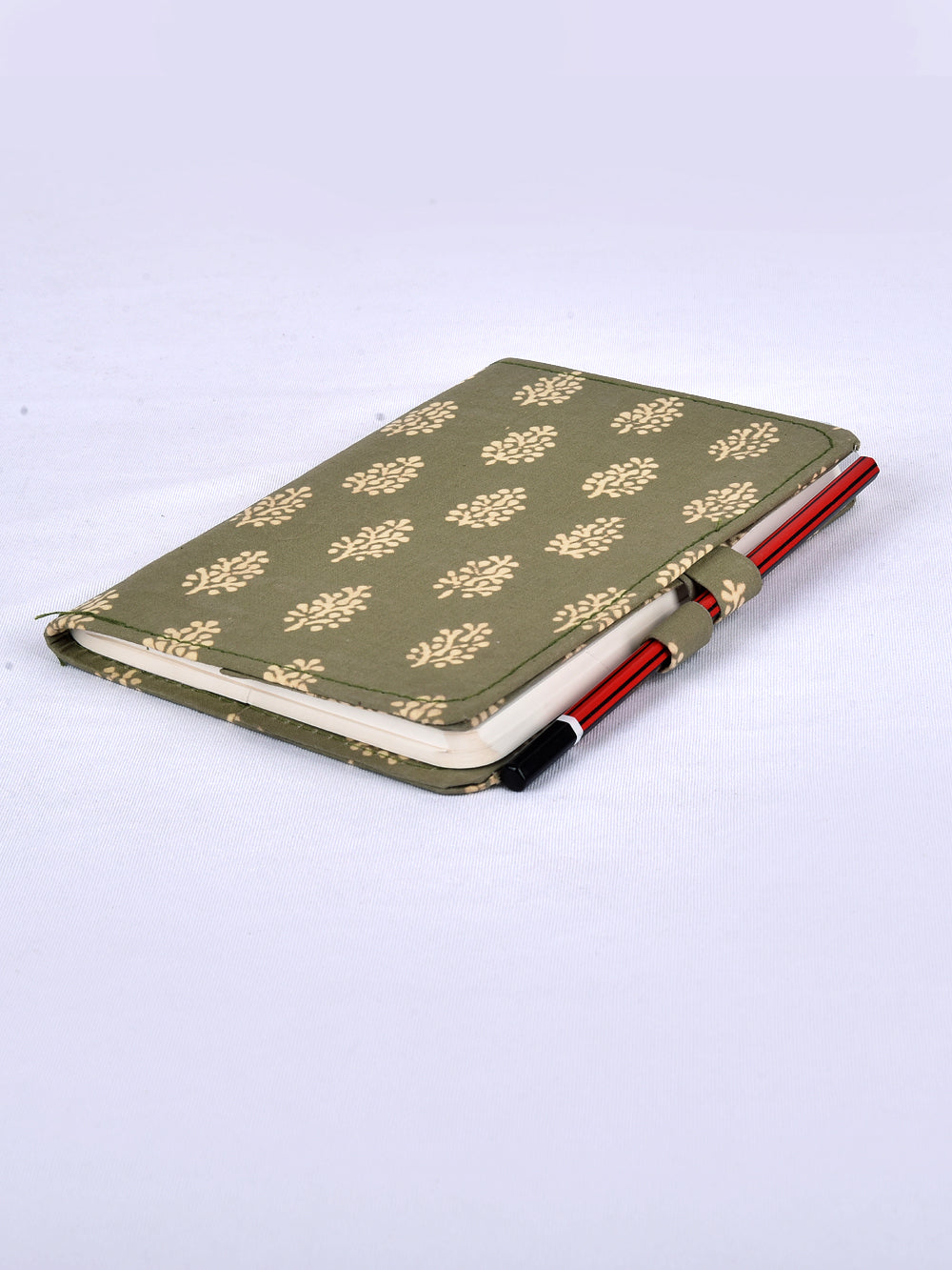 Green Booti Hand Block Printed Jot it Down Pencil Diary