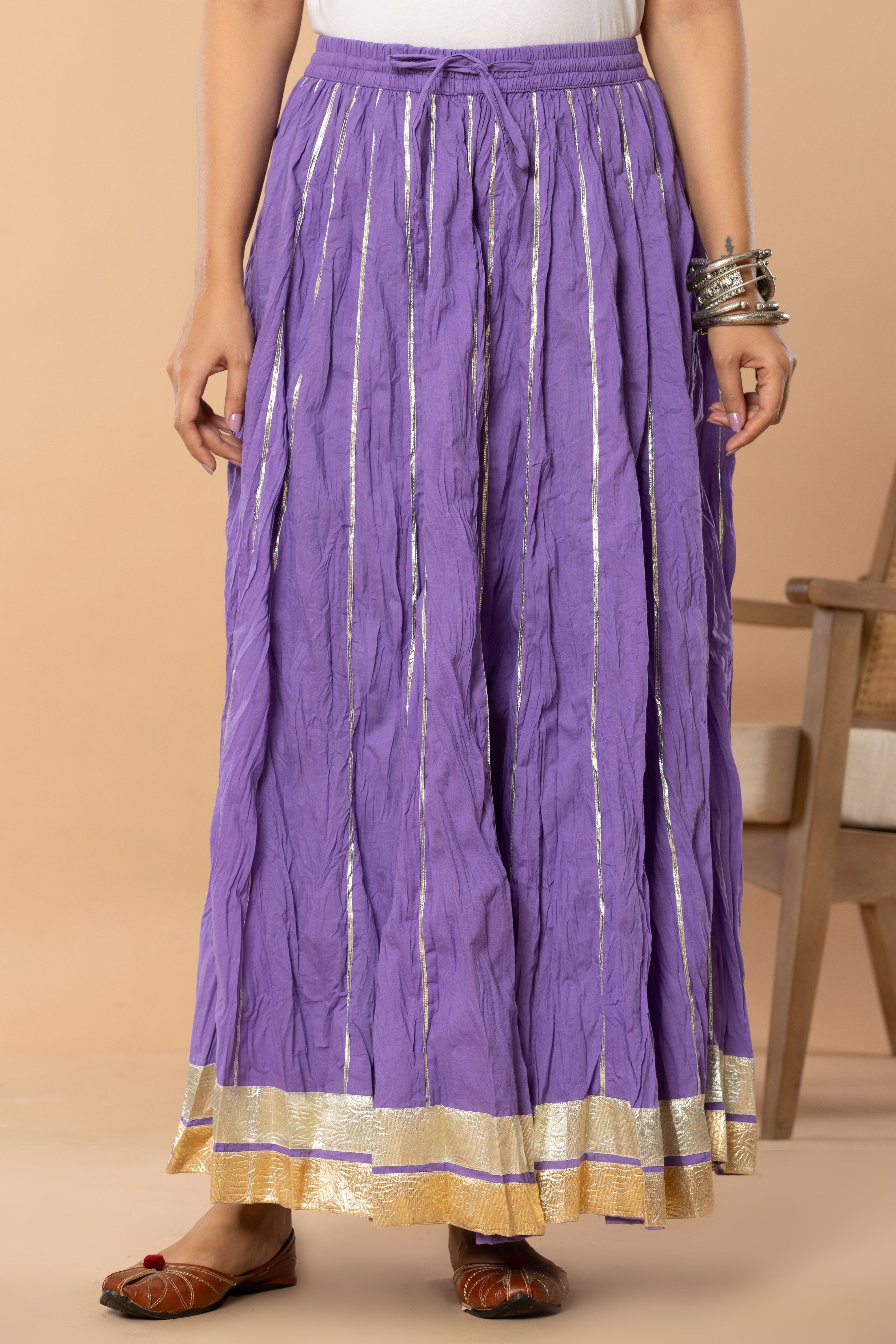 Maharaani Lilac Cotton Gota 28 Kali Kalidaar Skirt