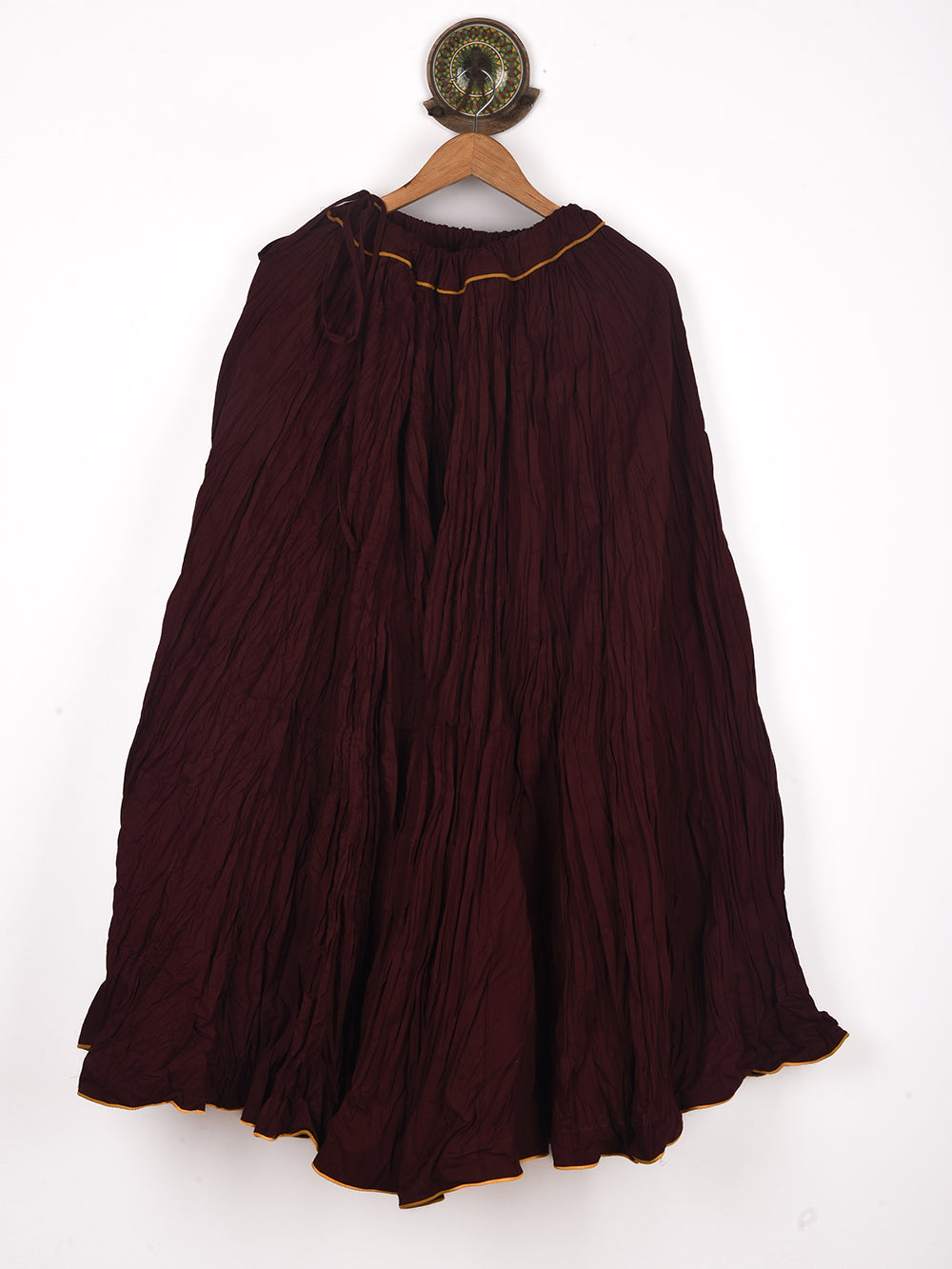 Plain Dyed Natural Brown Crinkled Cotton Cambric 48 Kali Kalidaar Skirt