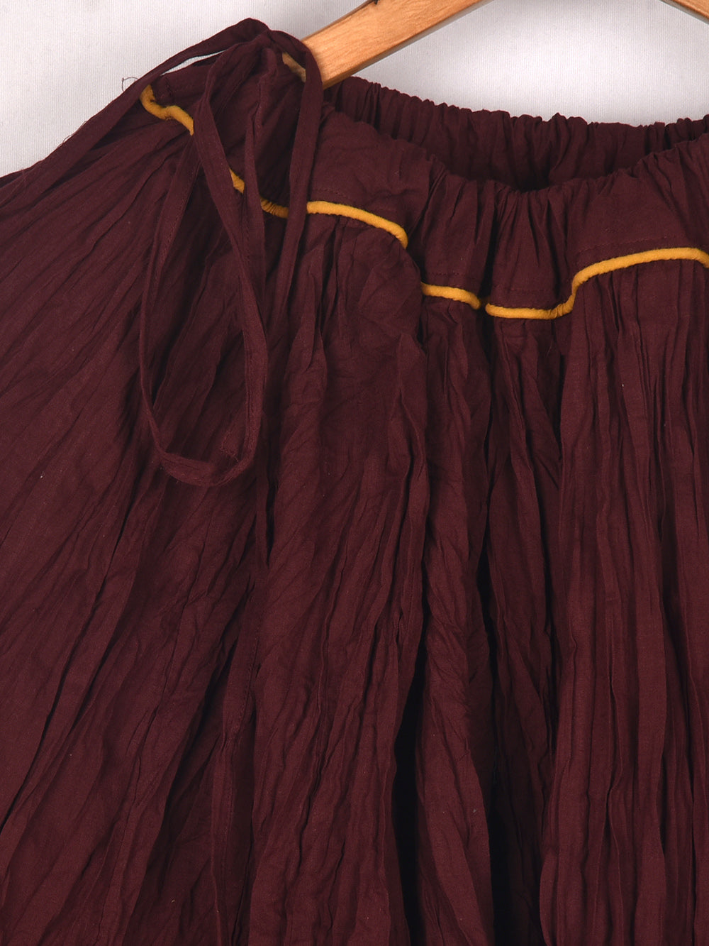 Plain Dyed Natural Brown Crinkled Cotton Cambric 48 Kali Kalidaar Skirt