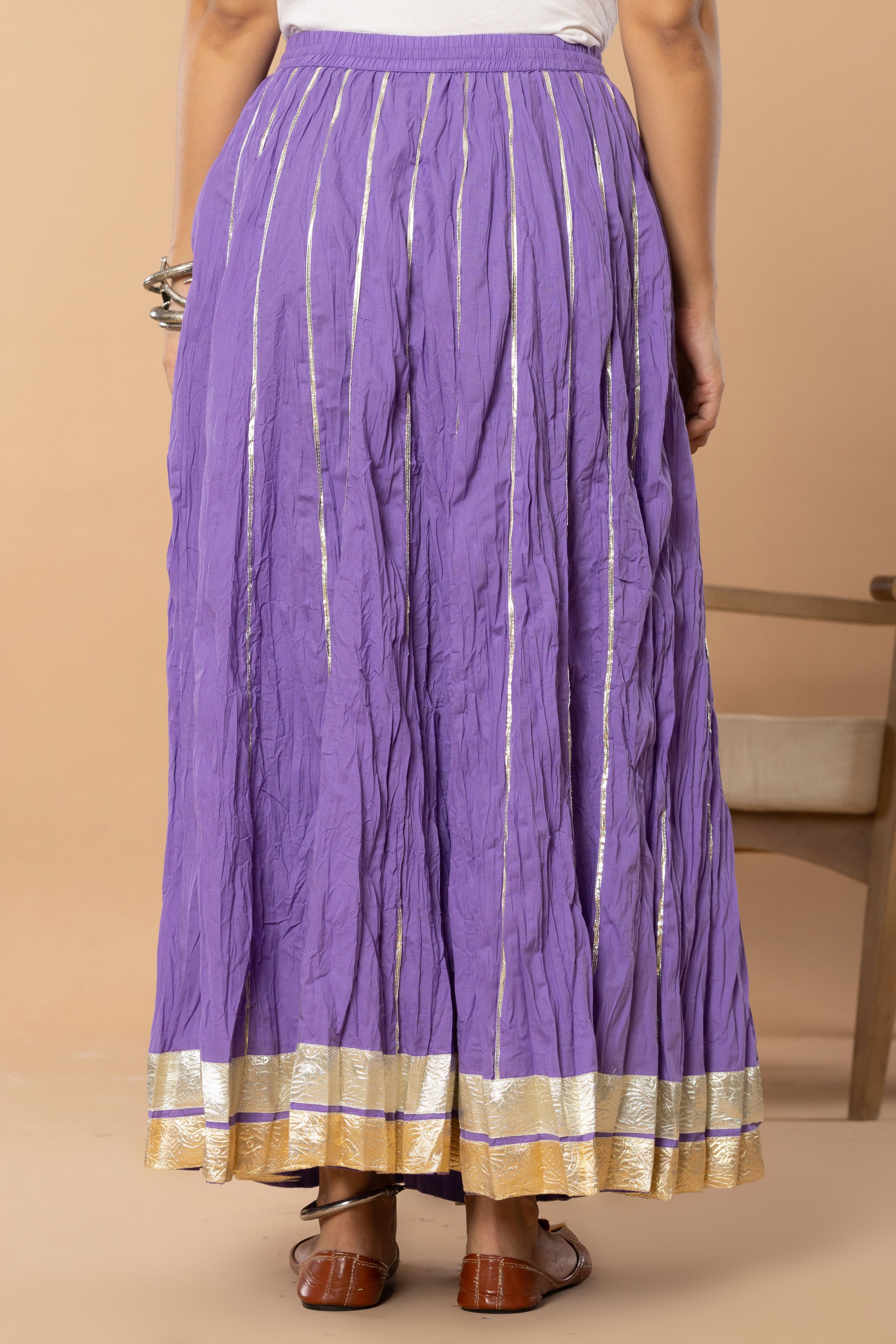 Maharaani Lilac Cotton Gota 28 Kali Kalidaar Skirt