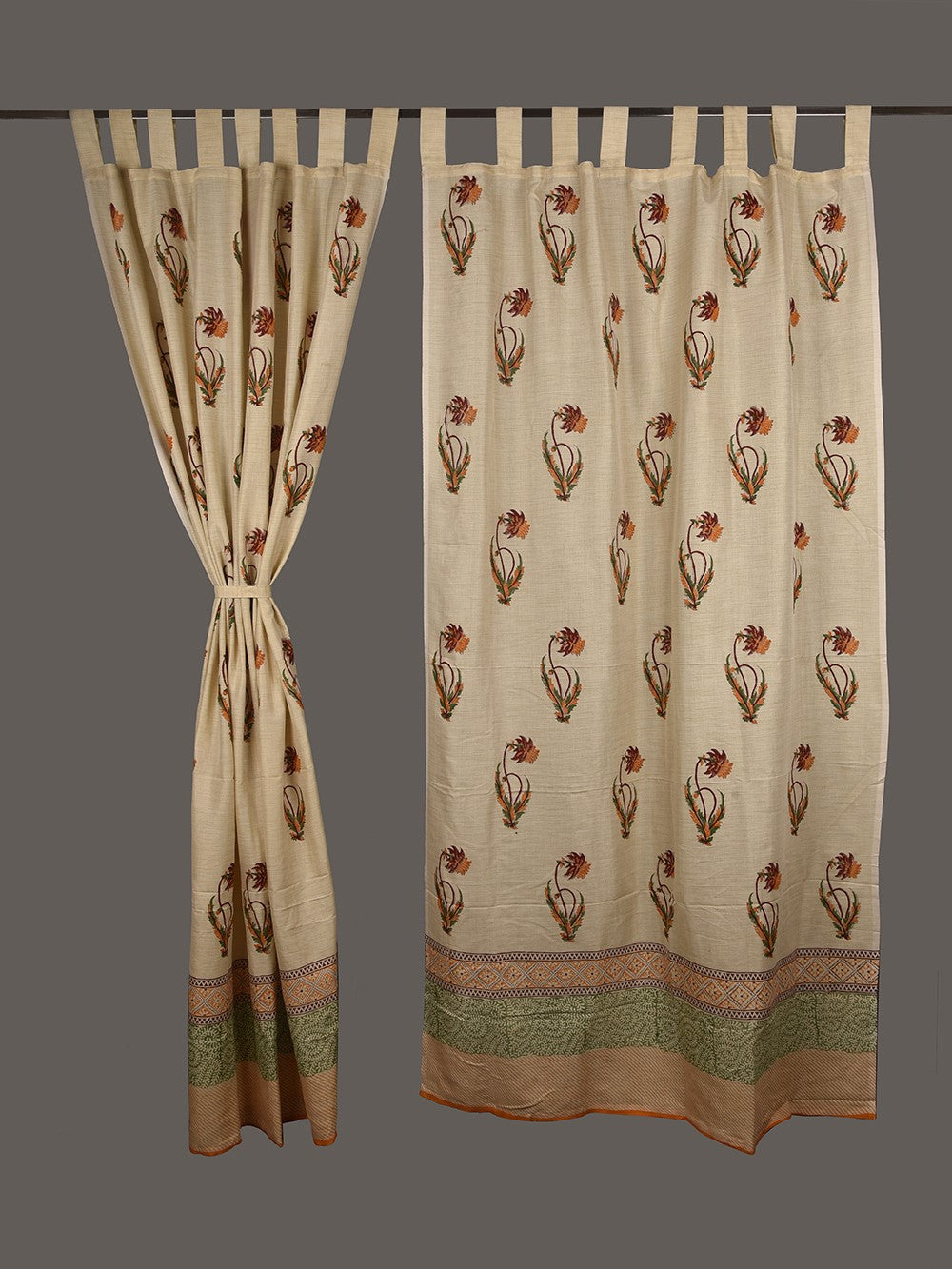 Hand Block Printed Surajmukhi Pashmina Curtain Set