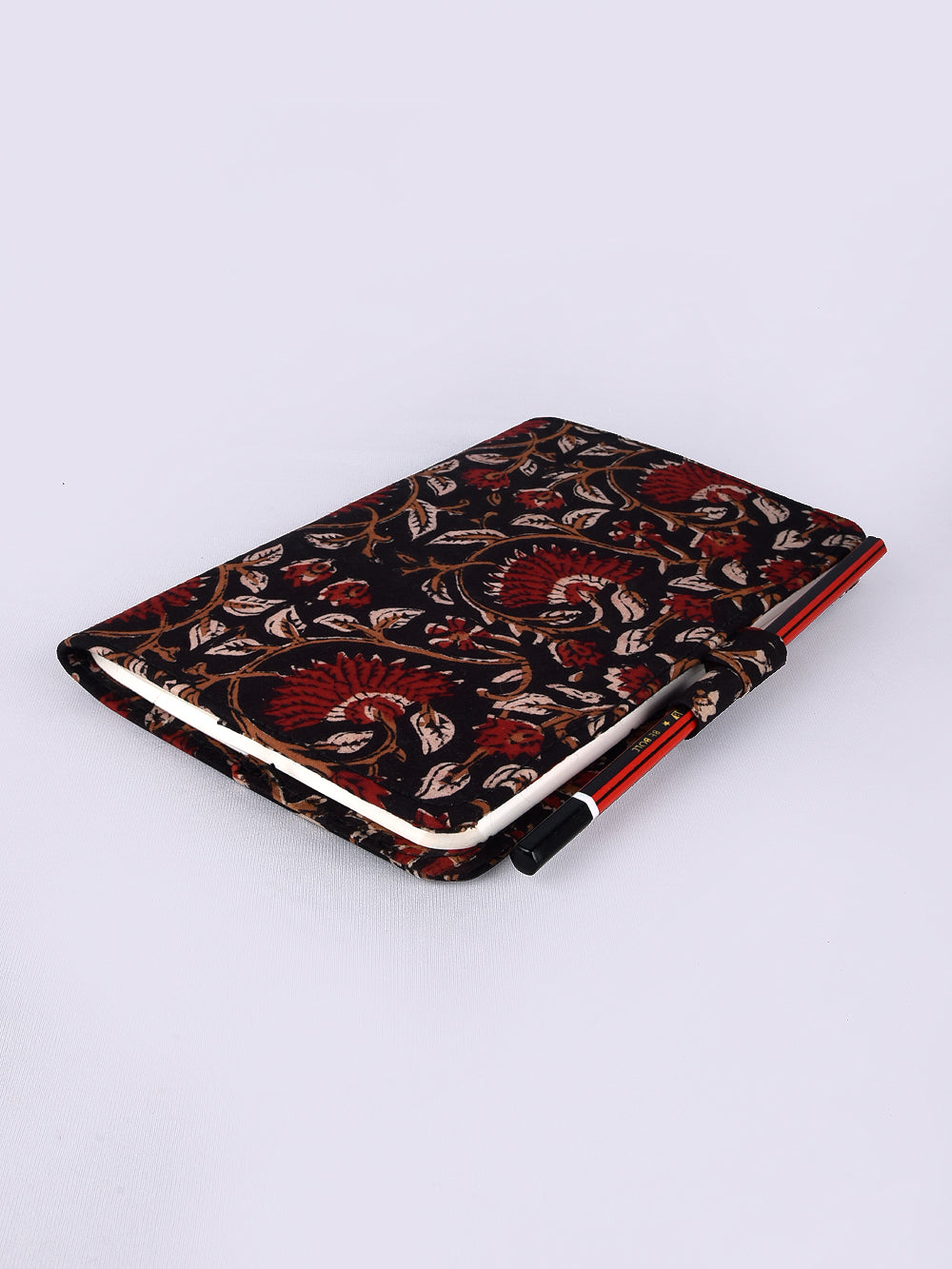 Black Kalamkari Jaal Hand Block Printed Jot it Down Pencil Diary