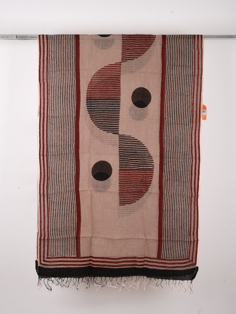 Bagru Hemisphere Hand Printed Pure Linen Dupatta