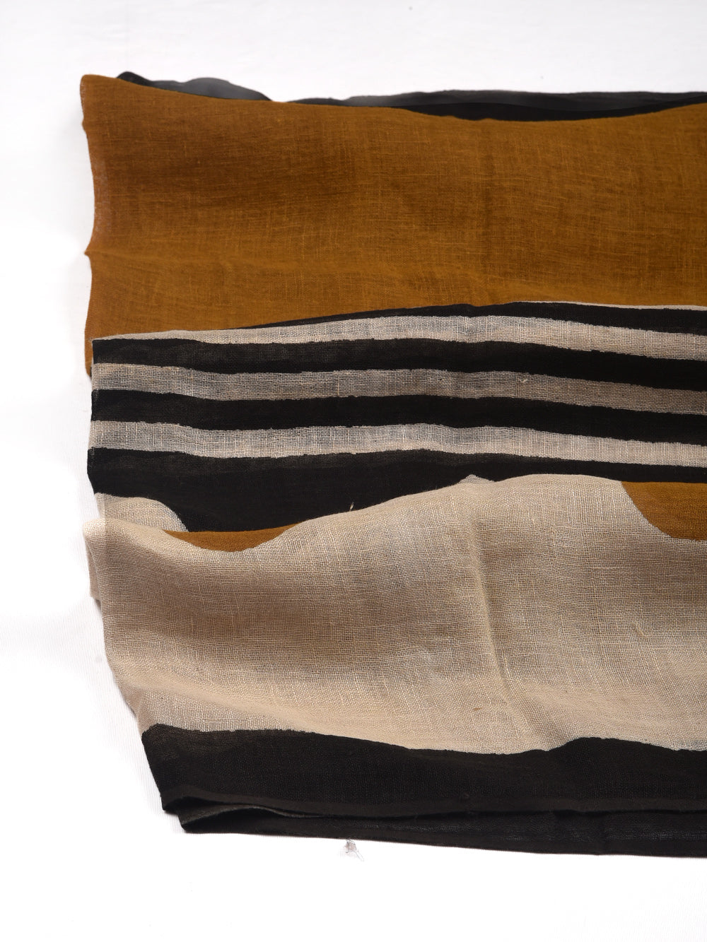 Bagru Asymmetrical Hand Printed Pure Linen Dupatta