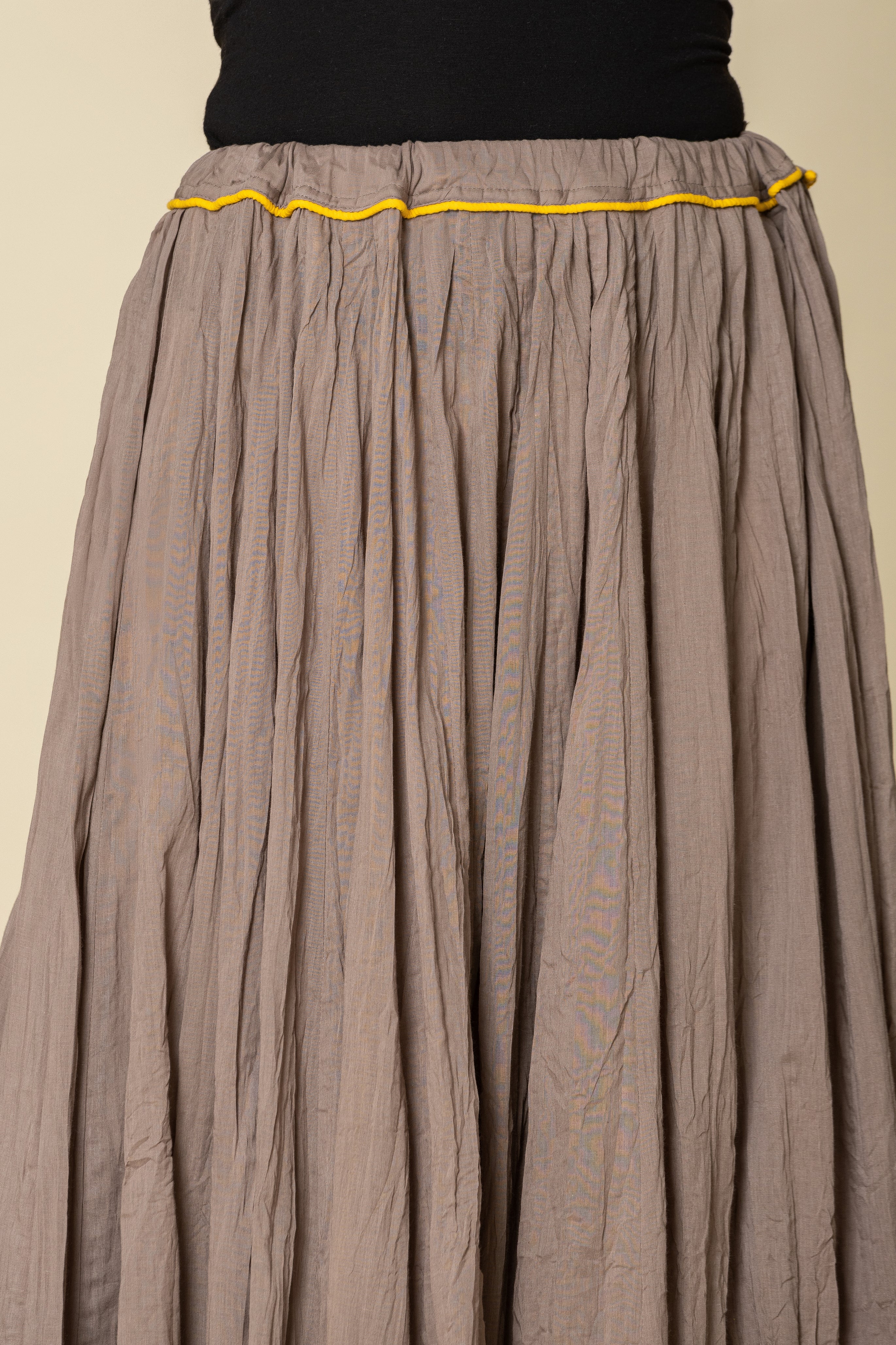 Plain Dyed Grey Crinkled Cotton Mul mul 48 Kali Kalidaar Skirt