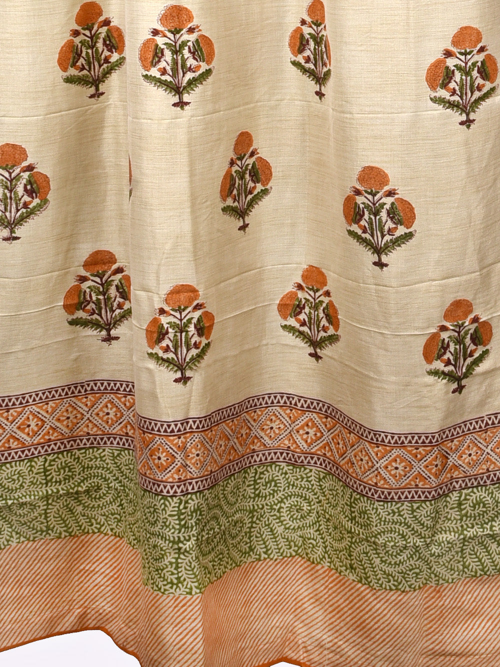 Hand Block Printed Genda Phool Pashmina Curtain Set