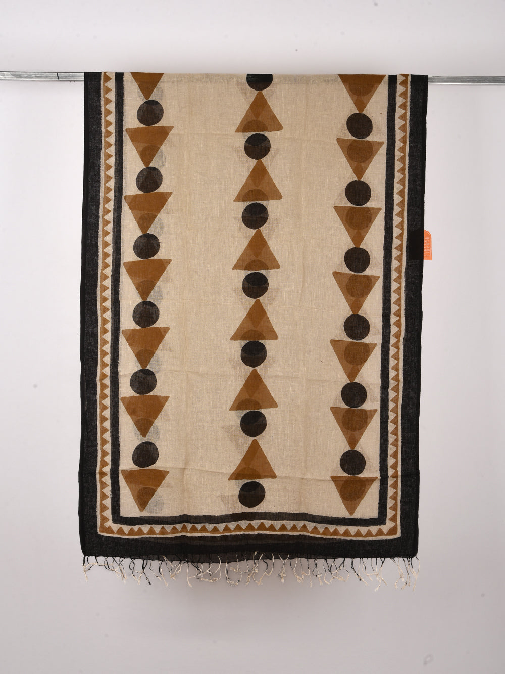 Bagru Ice Cream Cones Hand Printed Pure Linen Dupatta