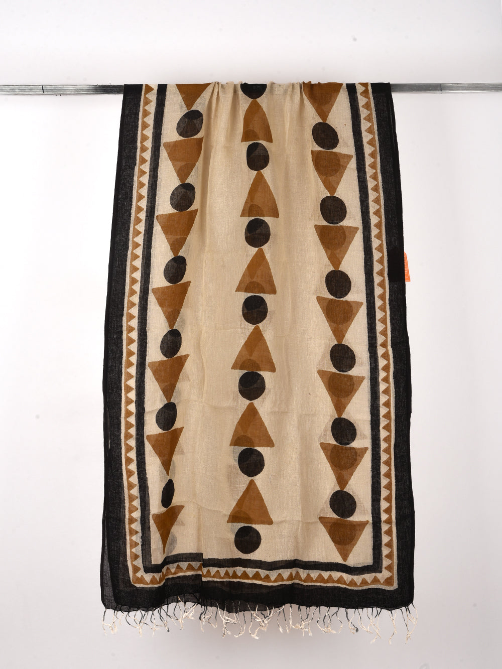 Bagru Ice Cream Cones Hand Printed Pure Linen Dupatta