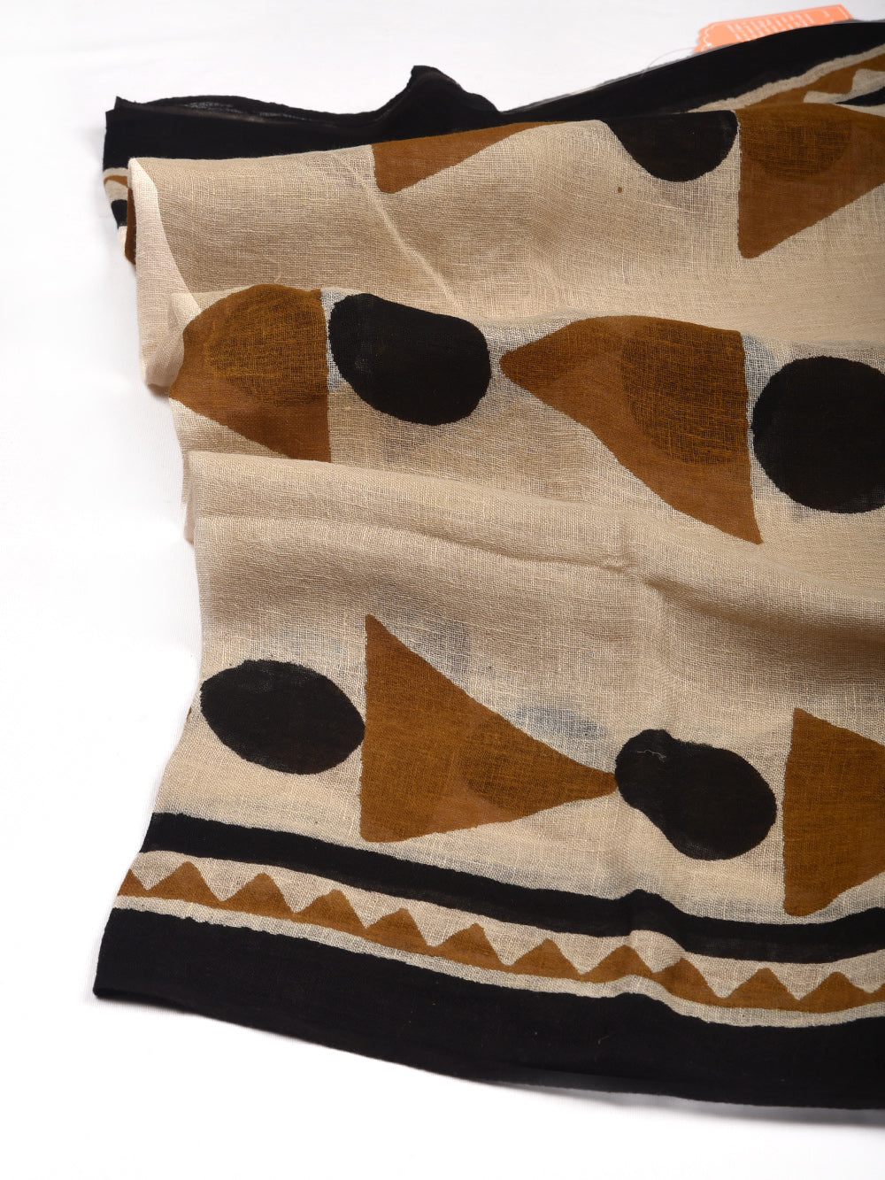 Bagru Ice Cream Cones Hand Printed Pure Linen Dupatta