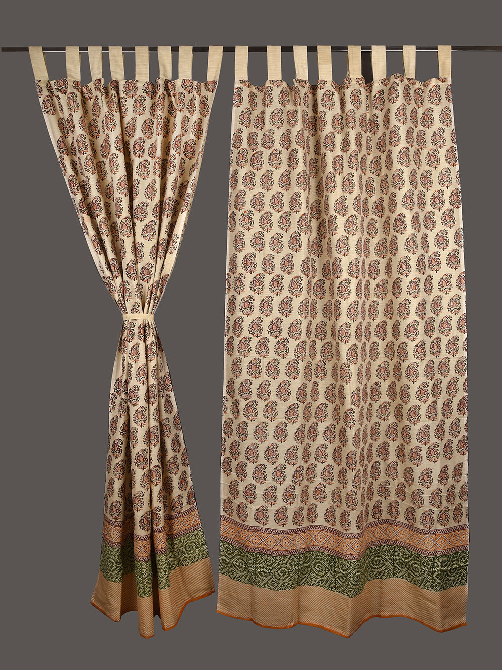 Hand Block Printed Kairi Pashmina Curtain Set