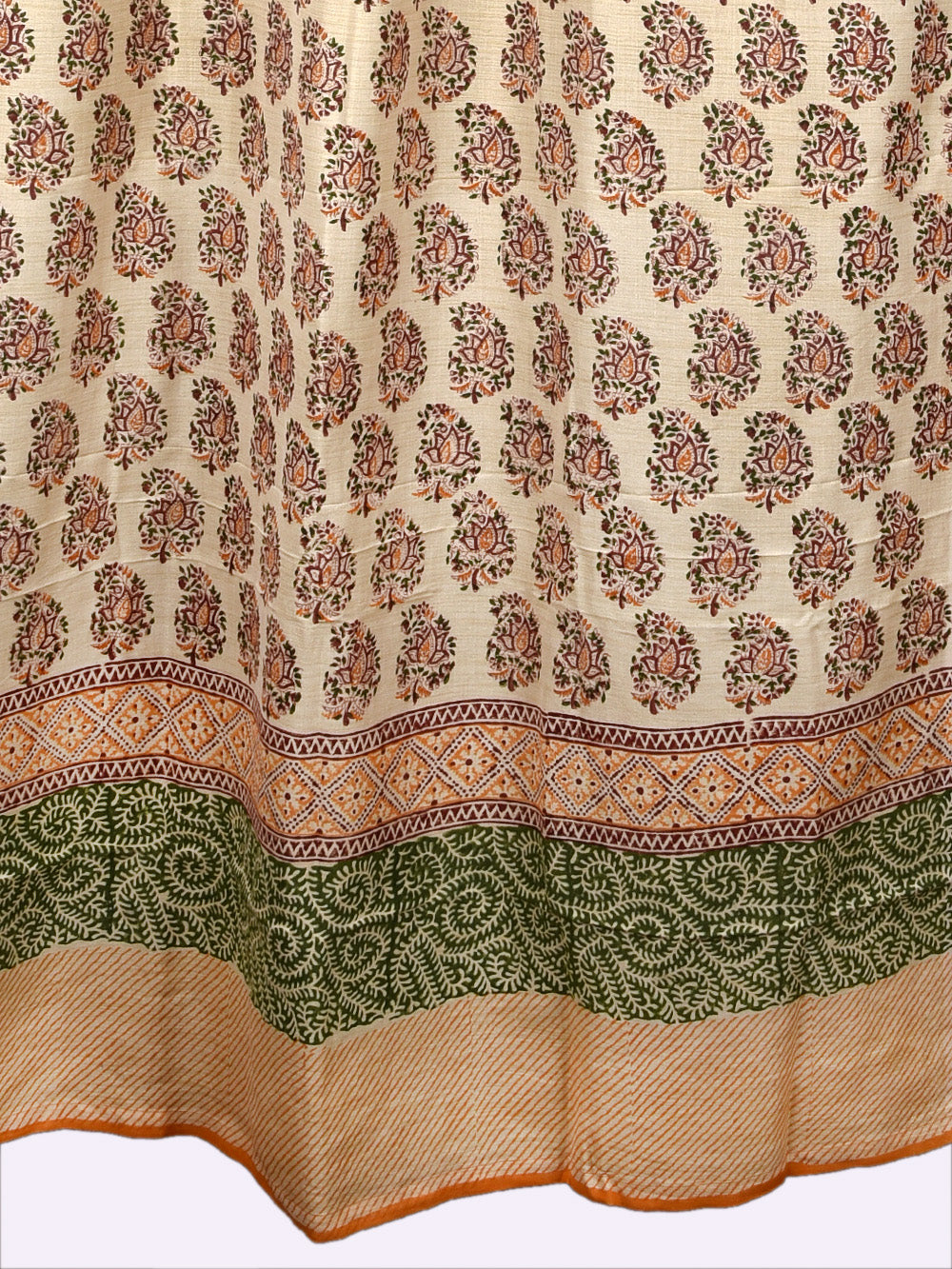 Hand Block Printed Kairi Pashmina Curtain Set