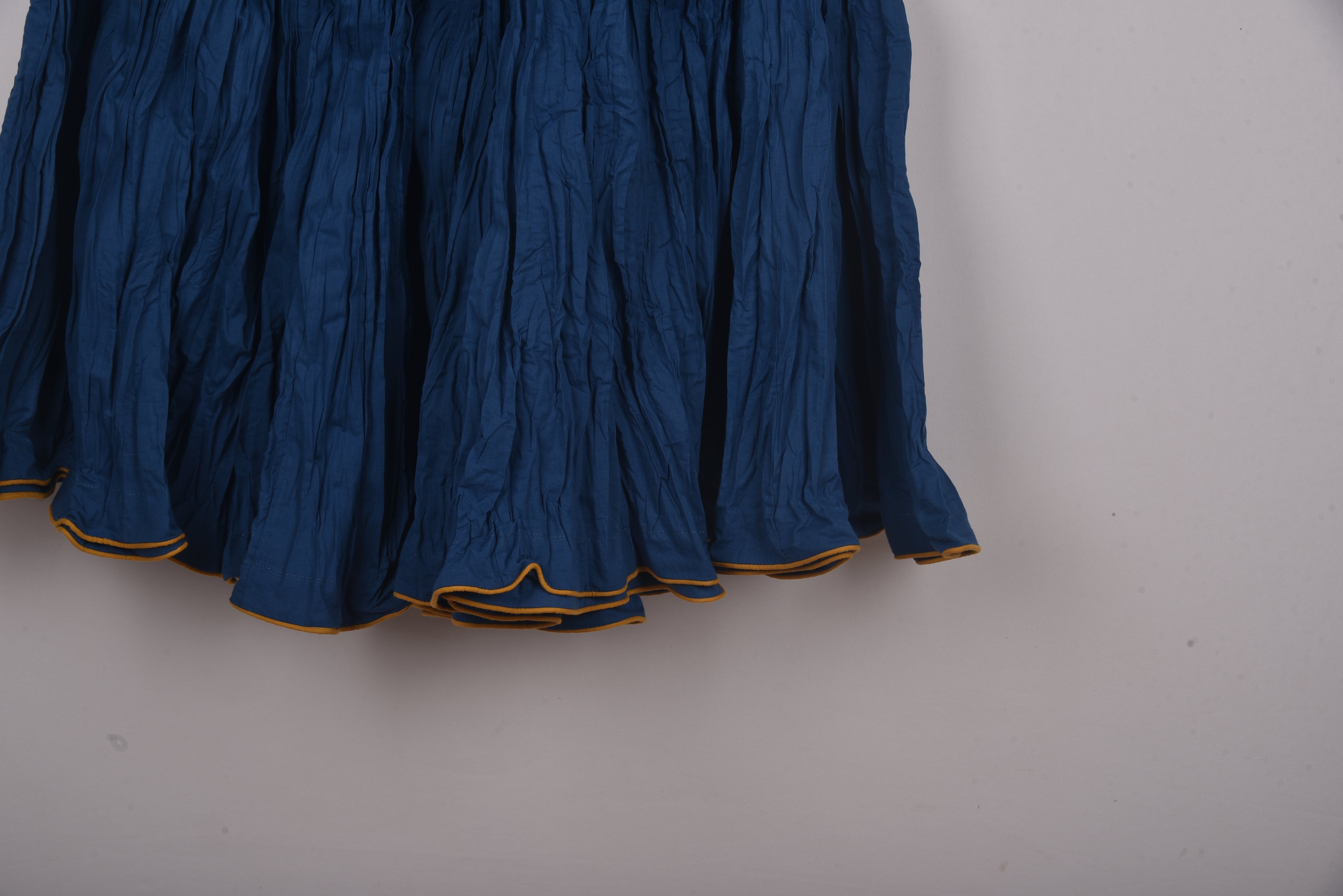 Plain Dyed Indigo Blue Crinkled Cotton Cambric 48 Kali Kalidaar Skirt