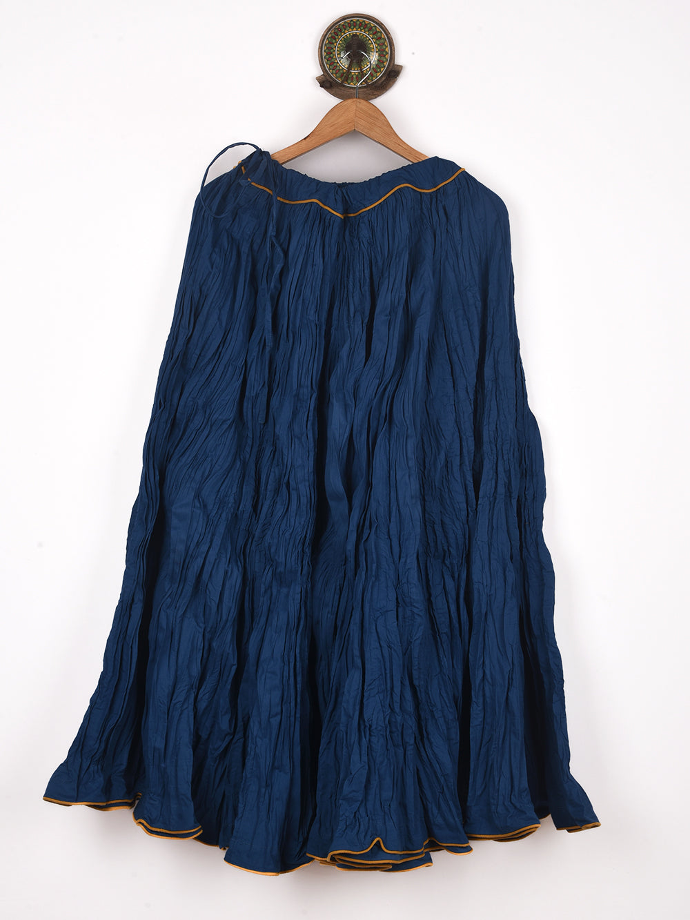 Plain Dyed Indigo Blue Crinkled Cotton Cambric 48 Kali Kalidaar Skirt