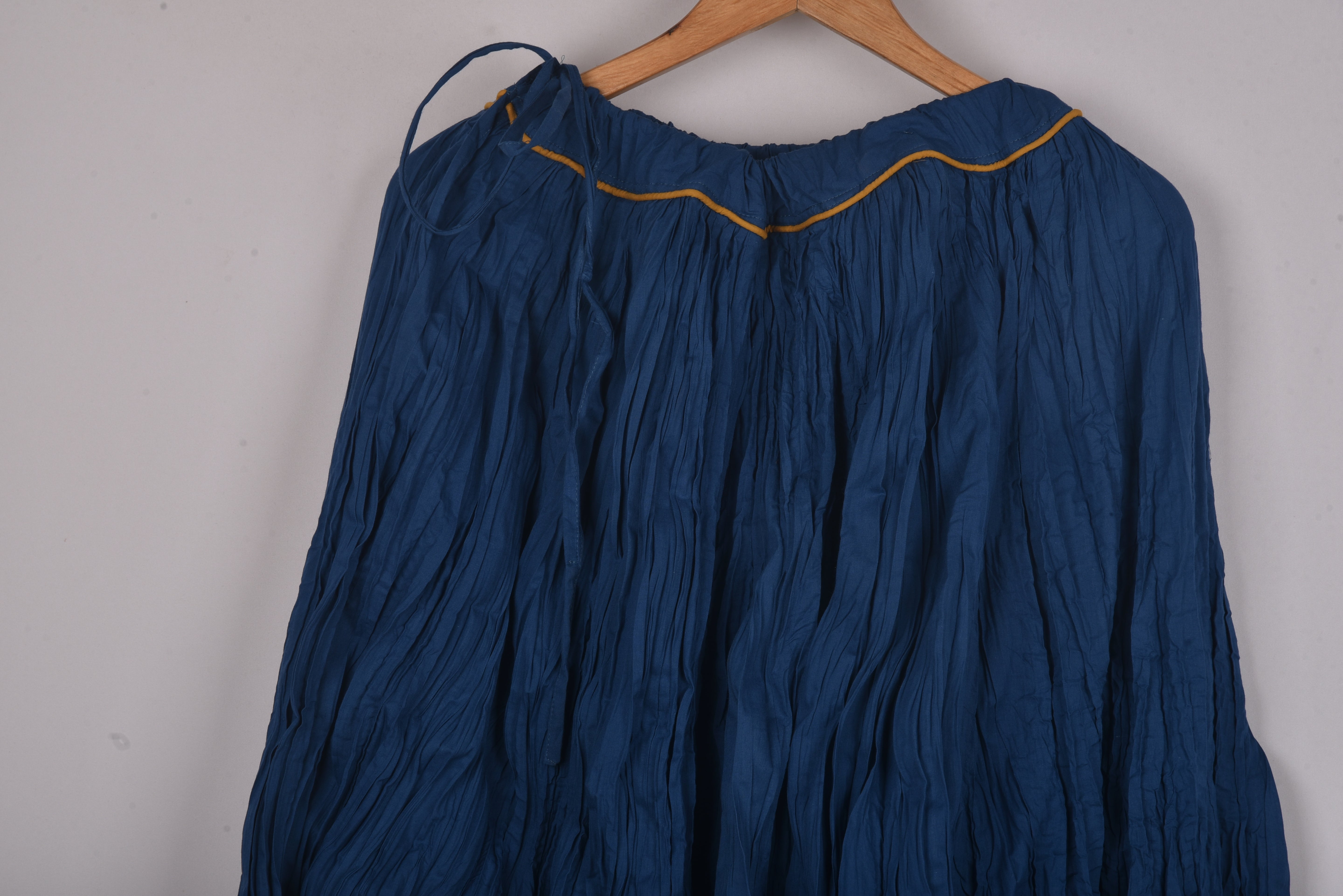 Plain Dyed Indigo Blue Crinkled Cotton Cambric 48 Kali Kalidaar Skirt