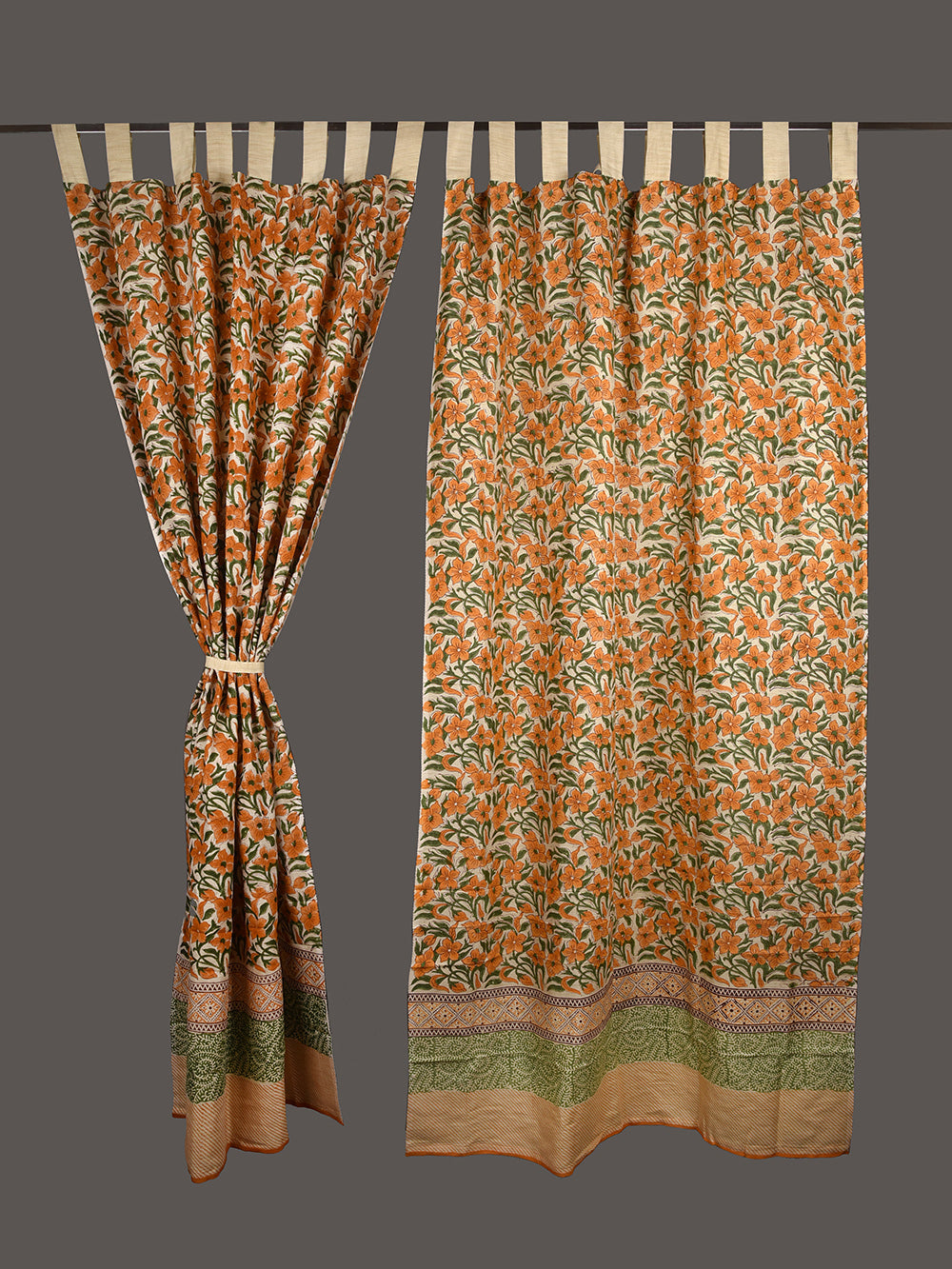 Hand Block Printed Chameli Pashmina Curtain Set