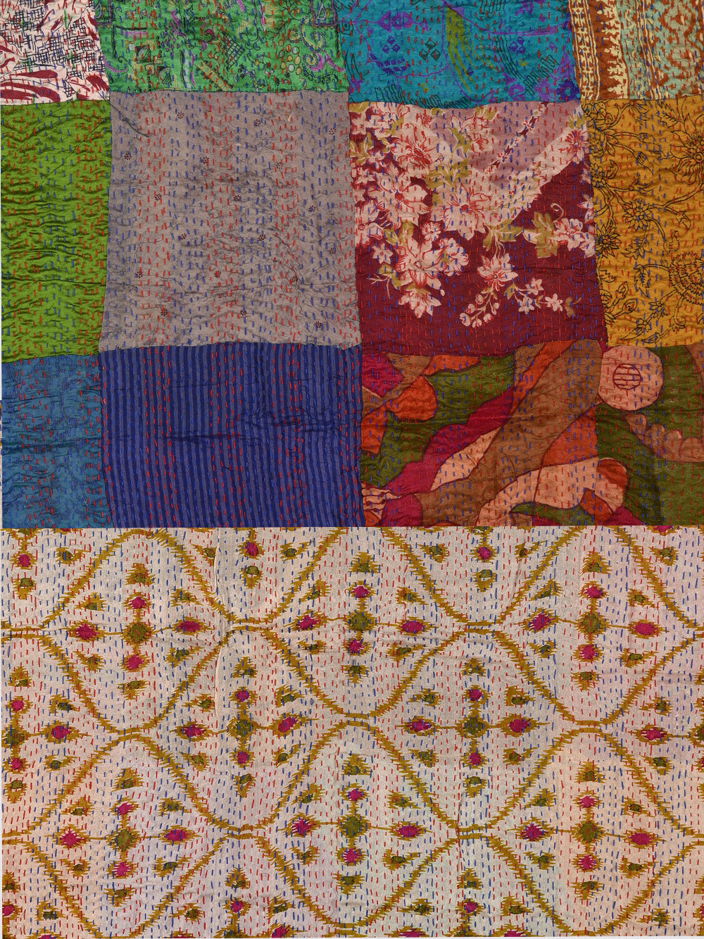 Traditional Waves Pre-Loved Silk Sarees Kantha Patchwork Stole