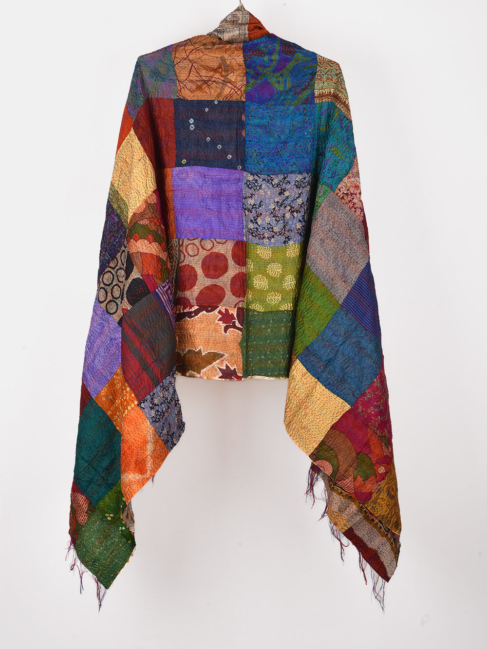 Traditional Waves Pre-Loved Silk Sarees Kantha Patchwork Stole