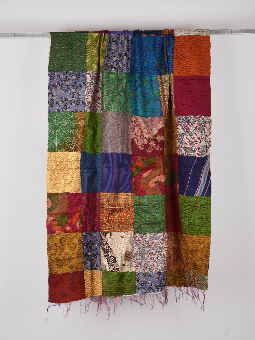 Traditional Waves Pre-Loved Silk Sarees Kantha Patchwork Stole