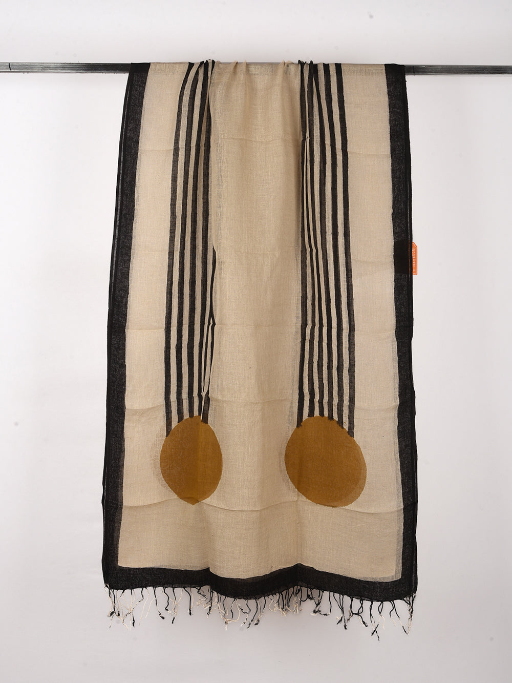 Bagru Two Suns Hand Printed Pure Linen Dupatta