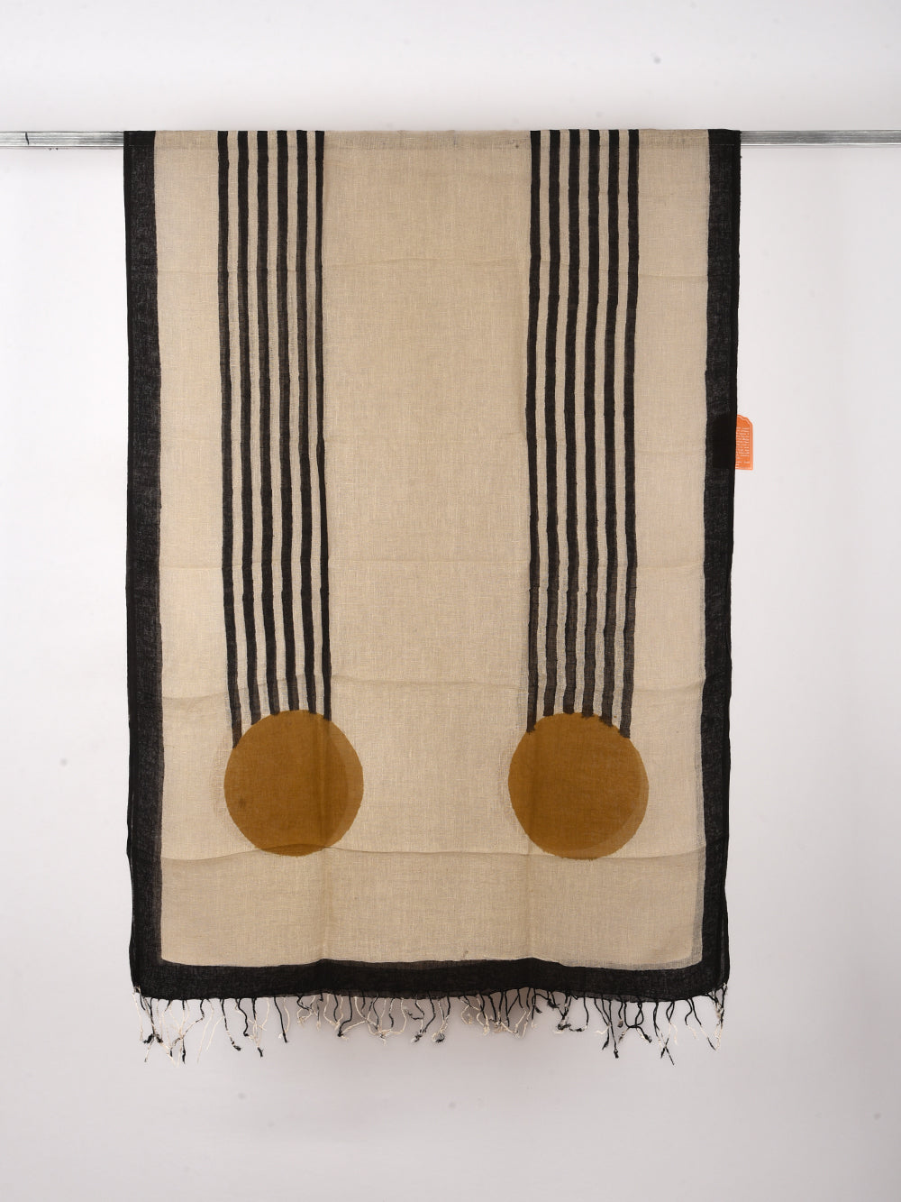 Bagru Two Suns Hand Printed Pure Linen Dupatta