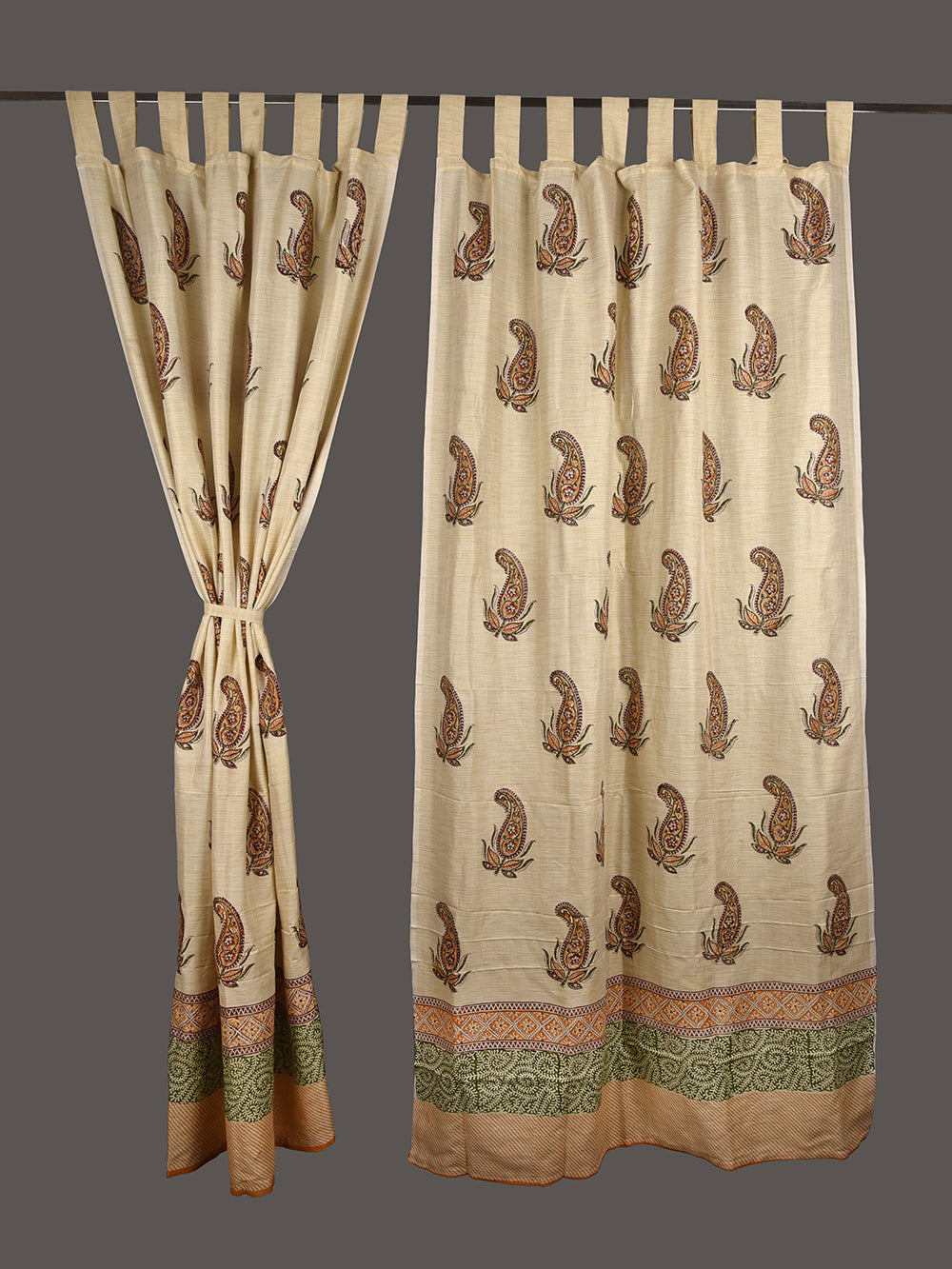 Hand Block Printed Kairi Pashmina Curtain Set