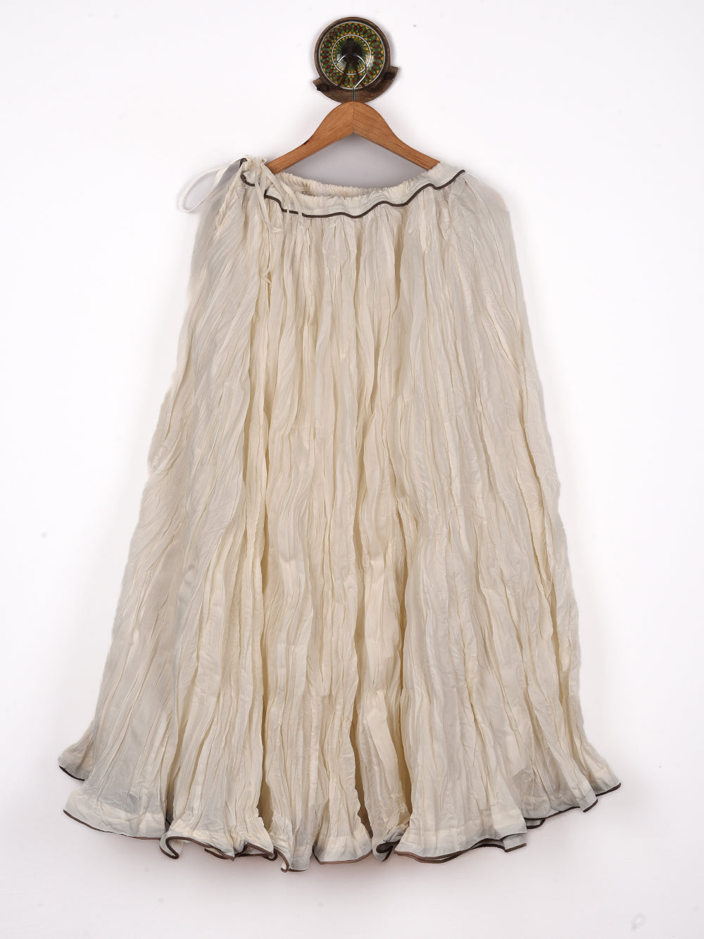 Plain Dyed Natural White Crinkled Cotton Cambric 48 Kali Kalidaar Skirt