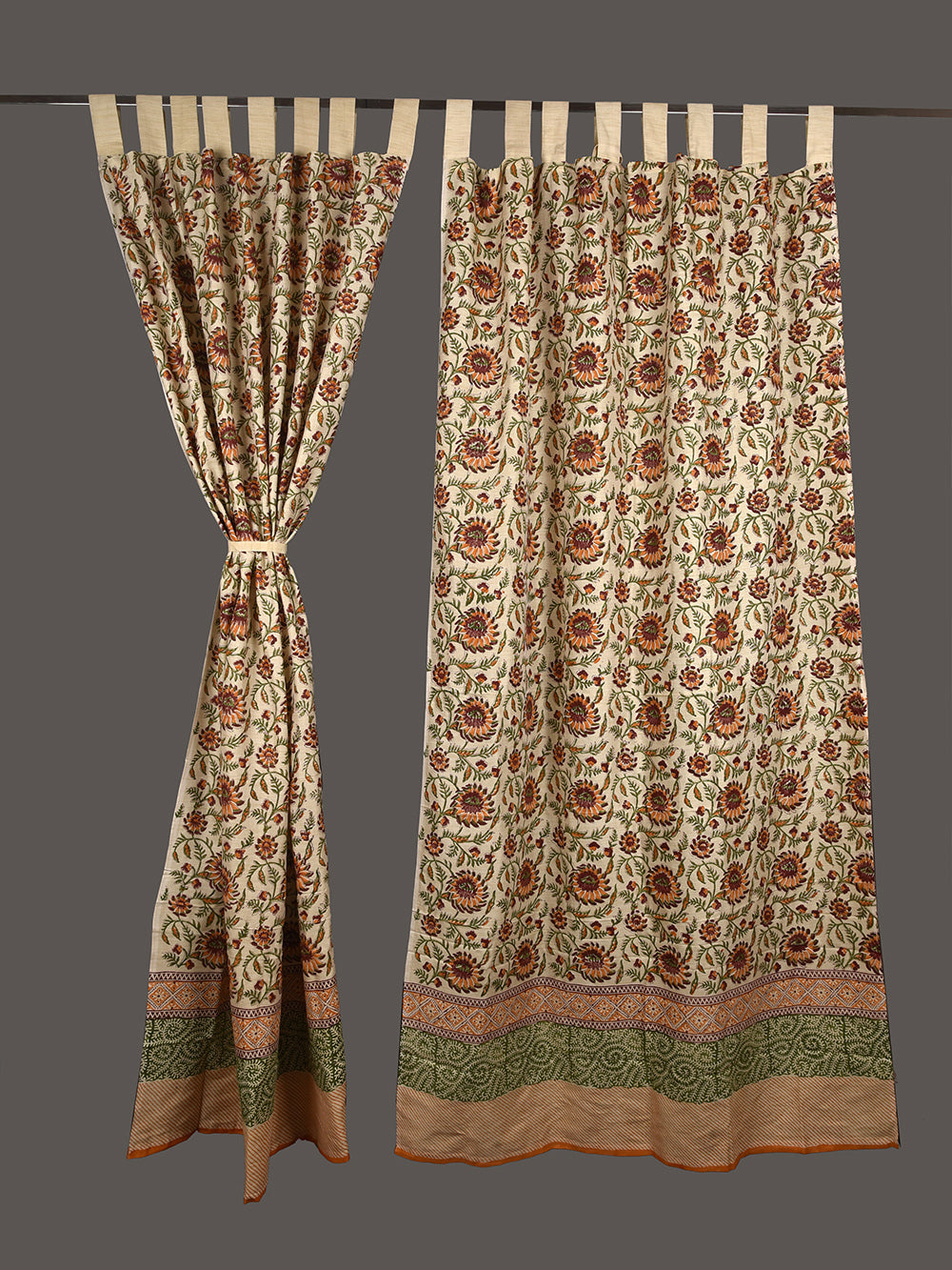 Hand Block Printed Pushpa Pashmina Curtain Set