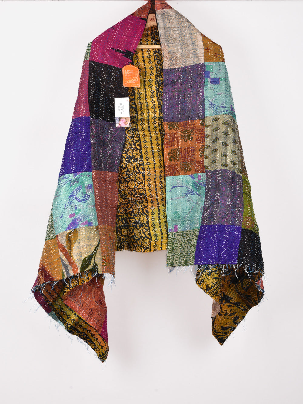Parcha Pre-Loved Silk Sarees Kantha Patchwork Stole