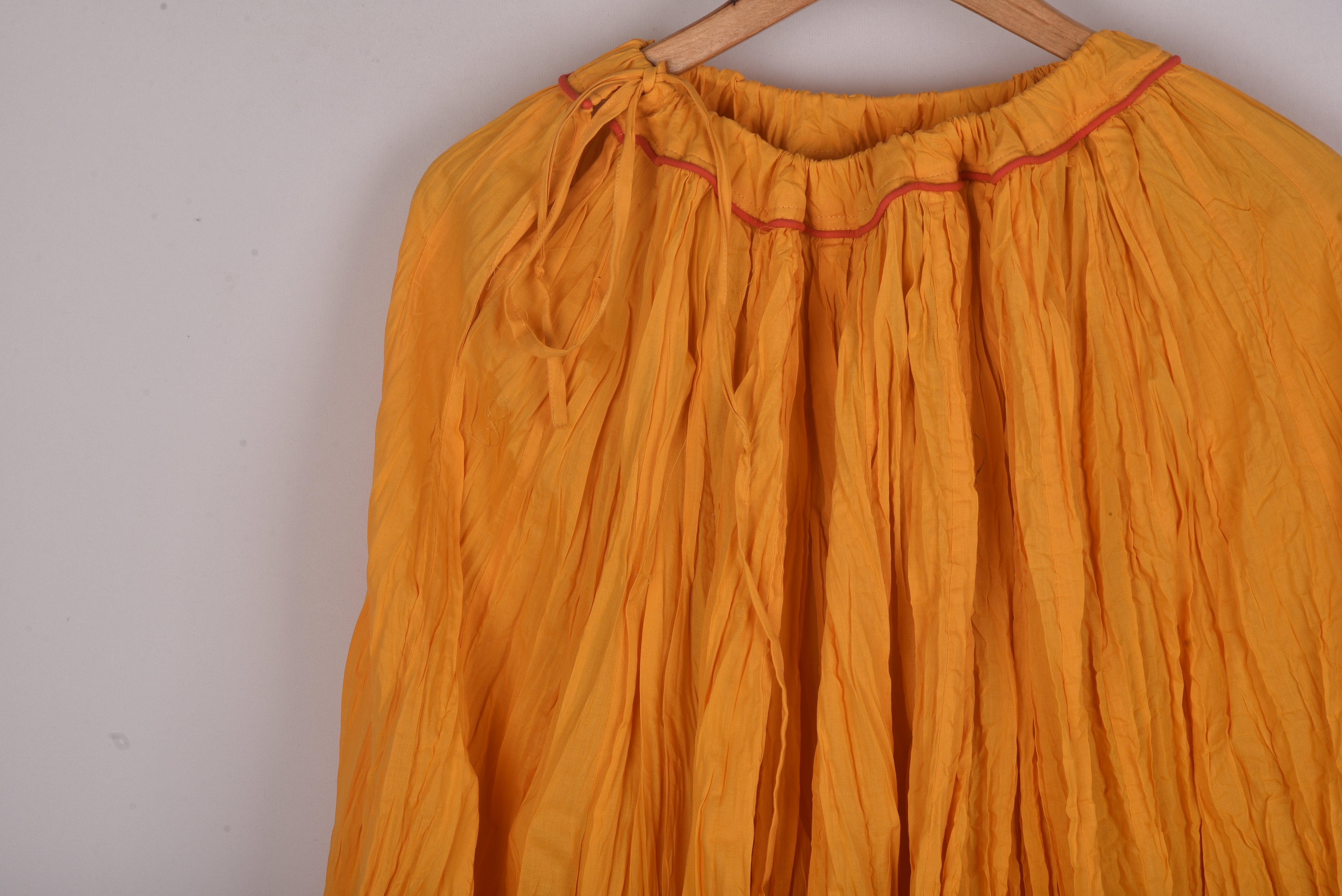 Plain Dyed Sunshine Yellow Crinkled Cotton Cambric 48 Kali Kalidaar Skirt