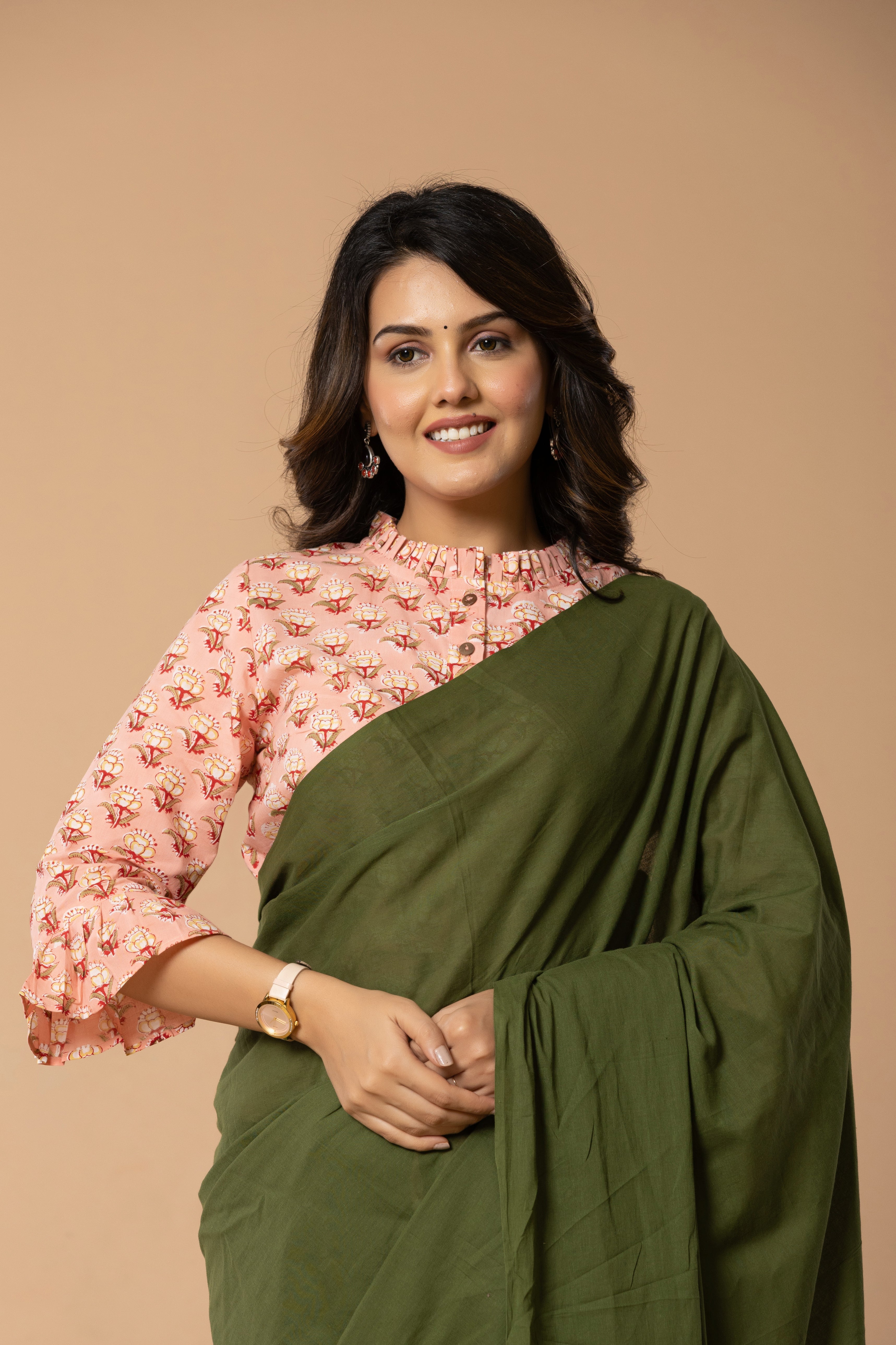 Mehendi Green Plain Dyed Mul Mul Cotton Saree with Tassels (without Blouse)