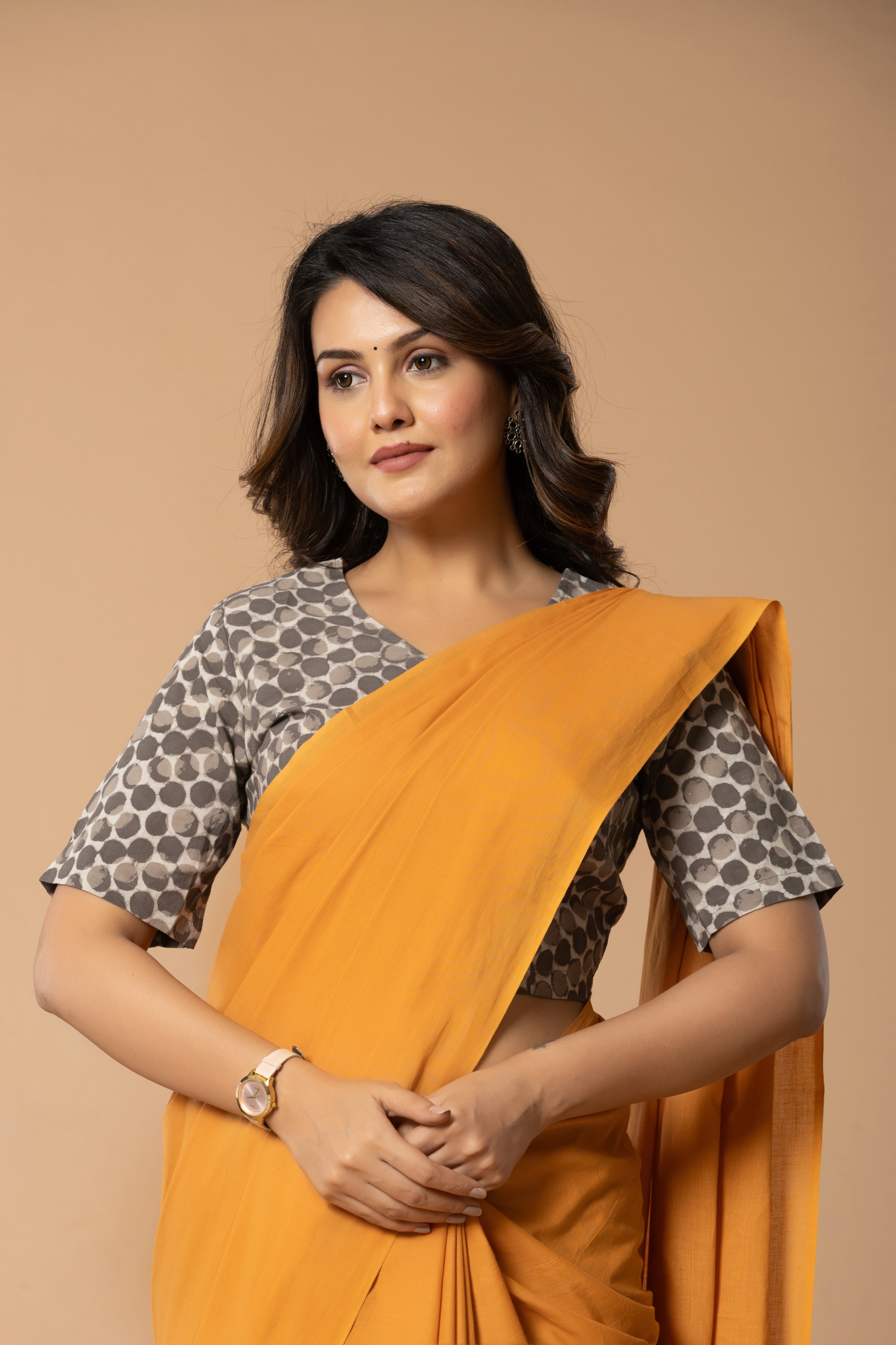 Sun Orange Plain Dyed Mul Mul Cotton Saree with Tassels (without Blouse)