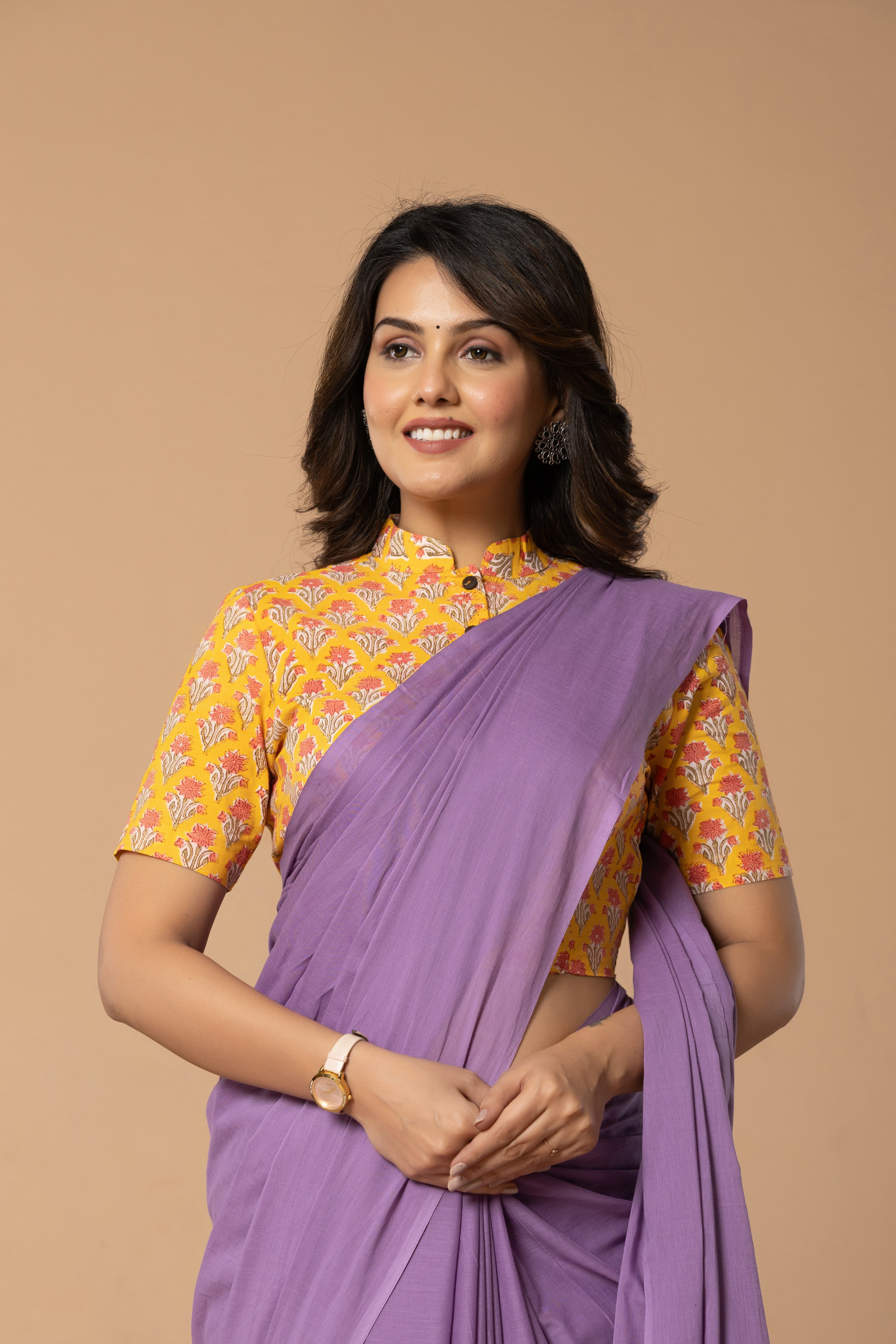 Lilac Purple Plain Dyed Mul Mul Cotton Saree with Tassels (without Blouse)