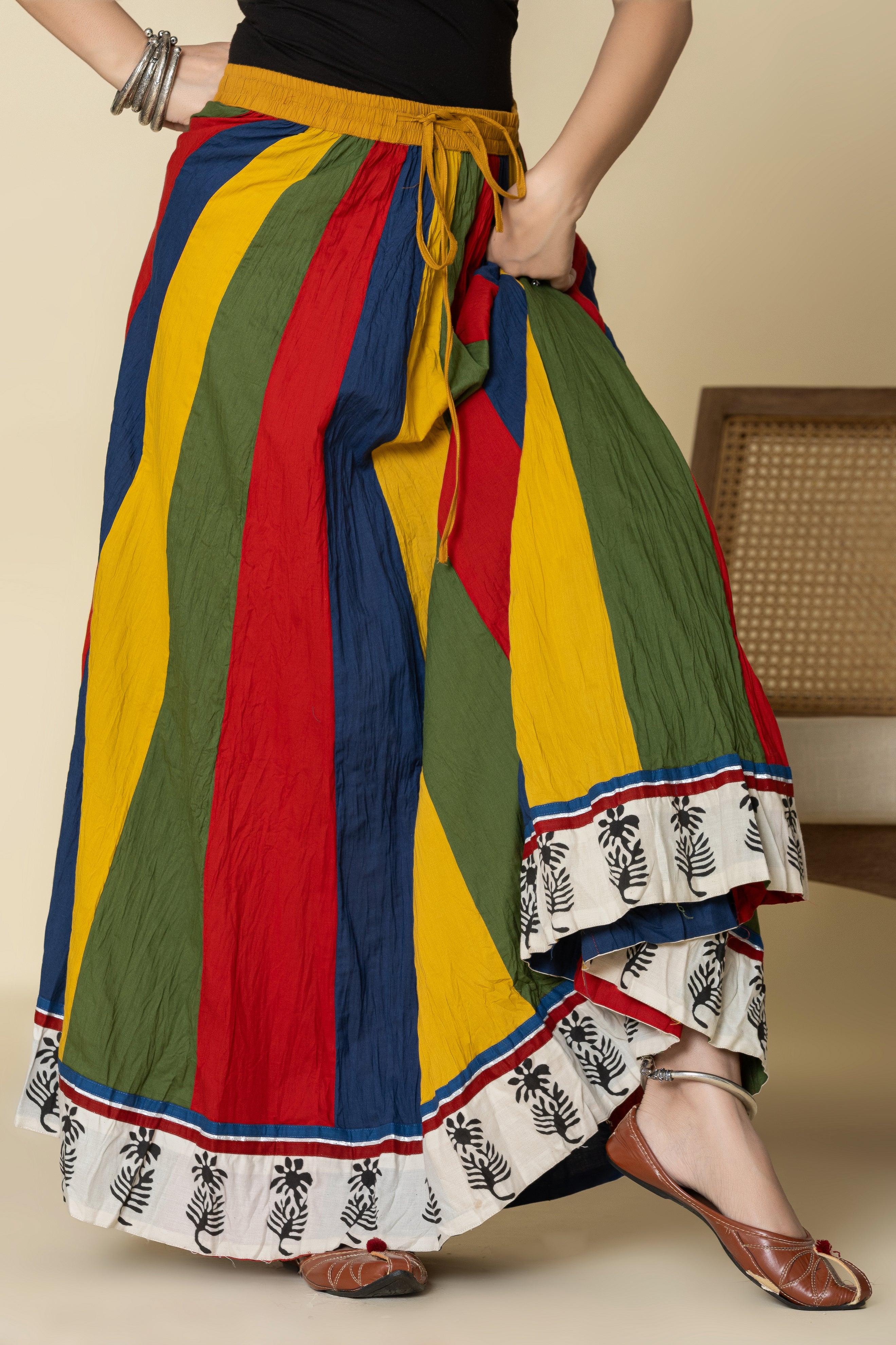 Mohini Colorful Crinkled Cotton 28 Kali Kalidaar Skirt